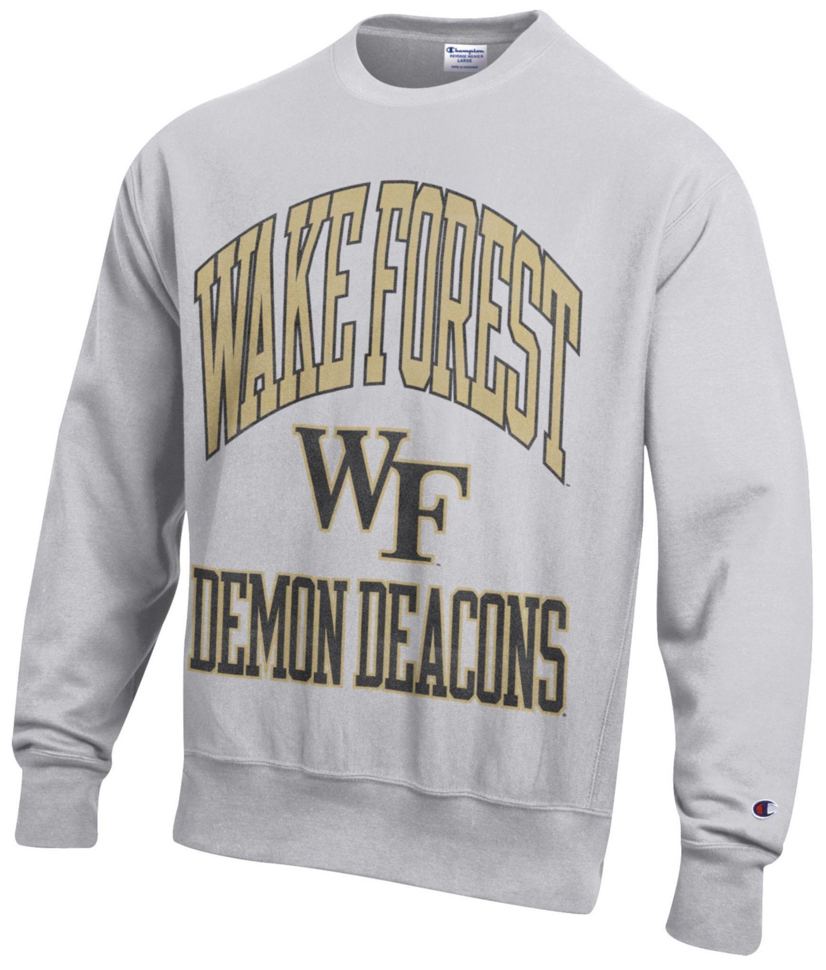Champion Men's Wake Forest Demon Deacons Silver Gray Reverse Weave Crewneck Sweatshirt