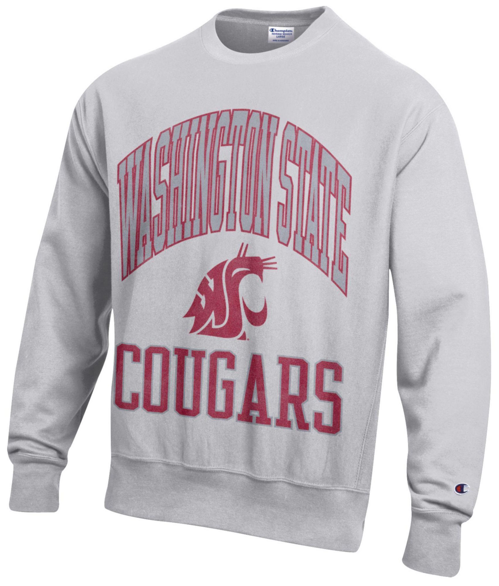 Champion Men's Washington State Cougars Silver Gray Reverse Weave Crewneck Sweatshirt