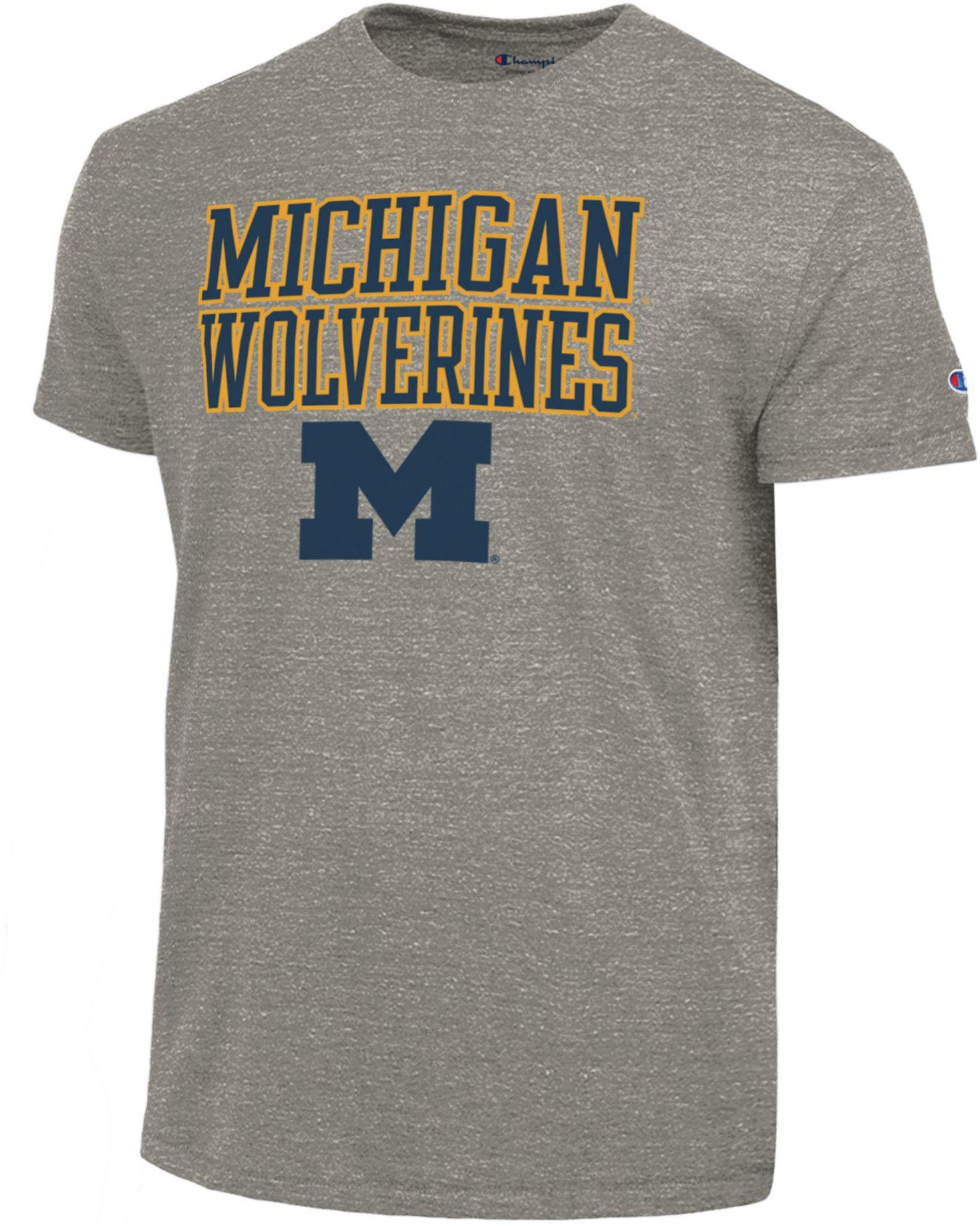 Champion Men's Michigan Wolverines Ultimate Triblend T-Shirt, XXL, Gray