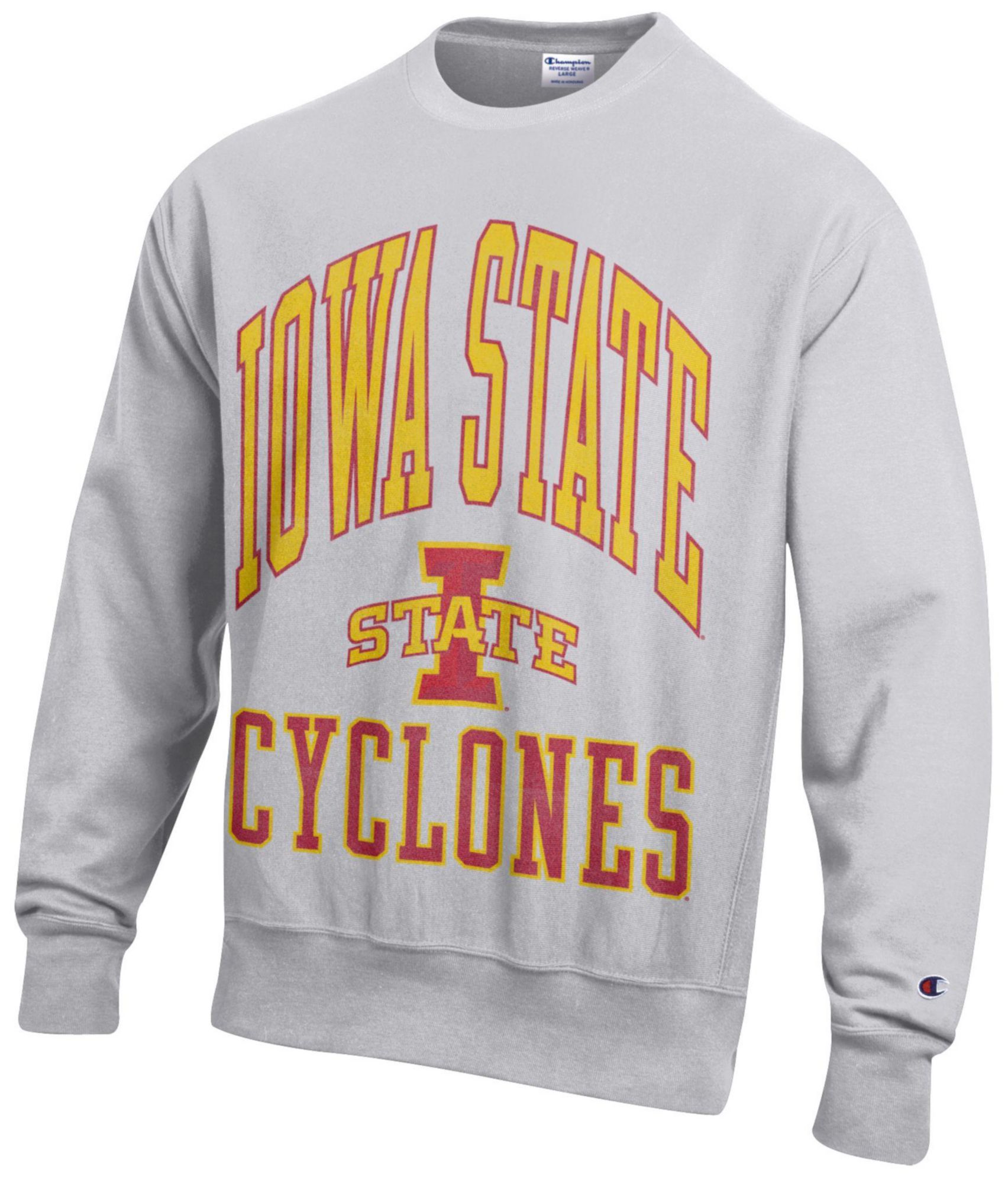 Champion Men's Iowa State Cyclones Silver Gray Reverse Weave Crewneck Sweatshirt
