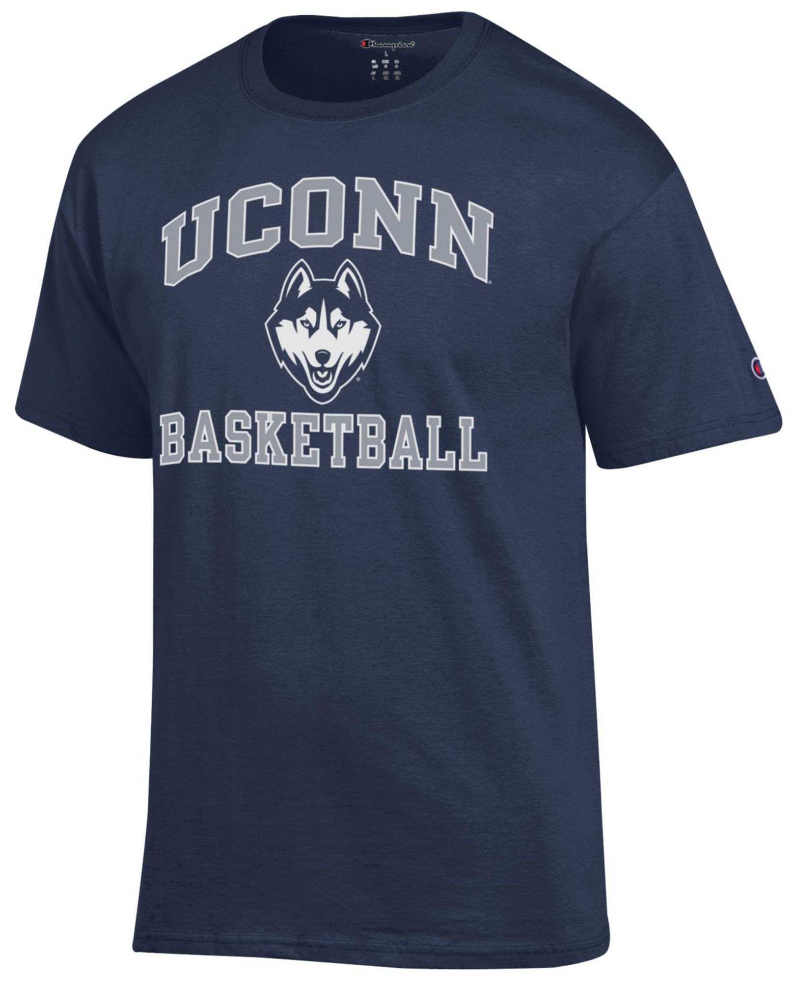 Champion Men's UConn Huskies Navy Arch Stack T-Shirt