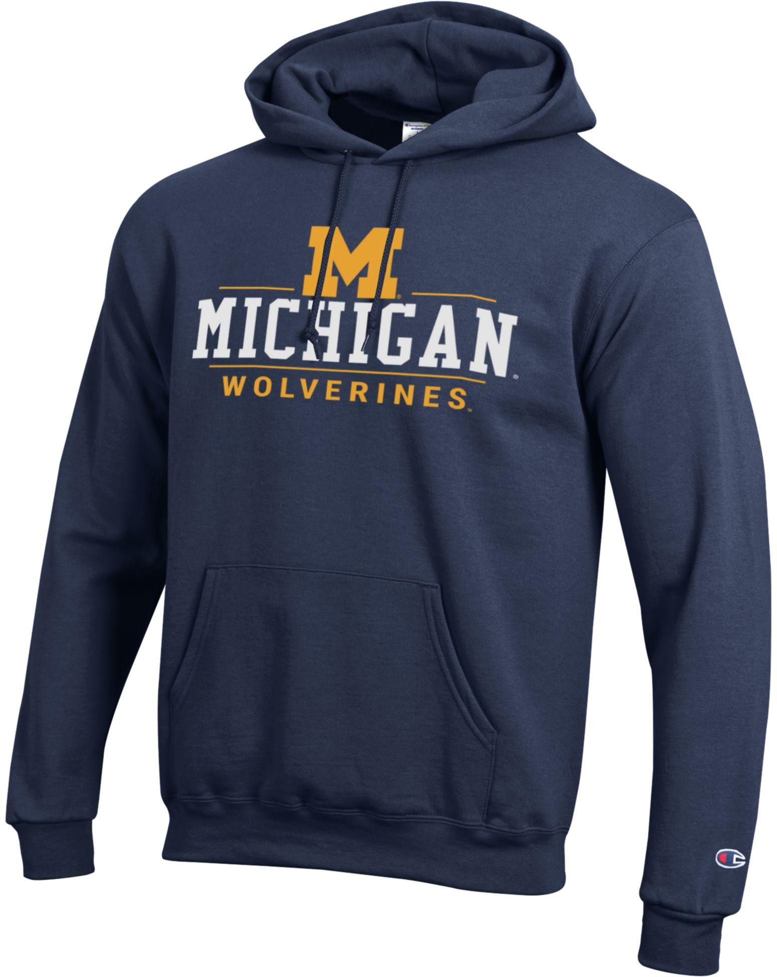 Champion Adult Michigan Wolverines Eco Powerblend Blue Hoodie