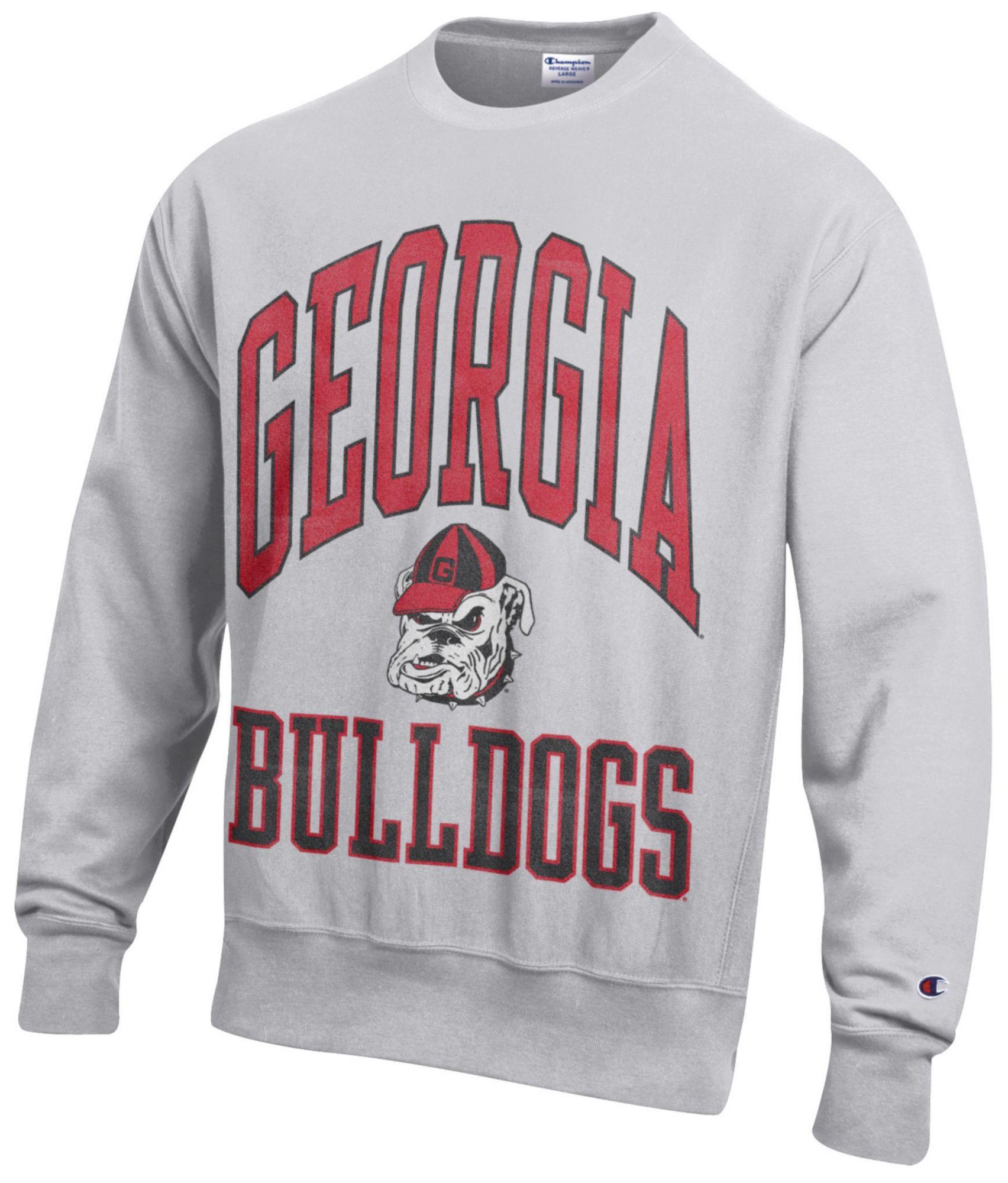 Champion Men's Georgia Bulldogs Silver Gray Reverse Weave Crewneck Sweatshirt