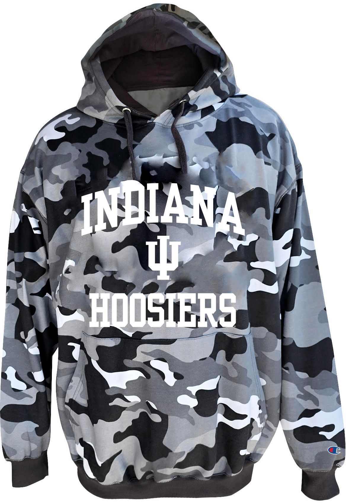 Champion Men's Indiana Hoosiers Big and Tall Camo Fleece Hoodie, 3XLT, Green