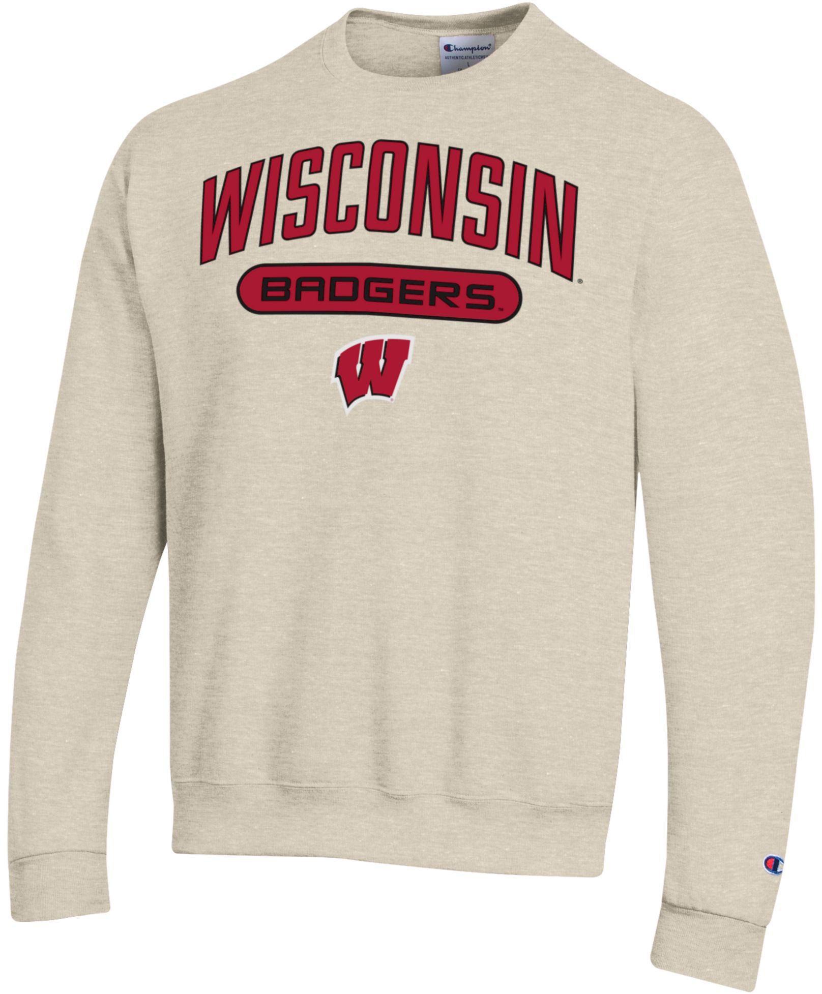 Champion Adult Wisconsin Badgers Eco Powerblend Oatmeal Crewneck Sweatshirt