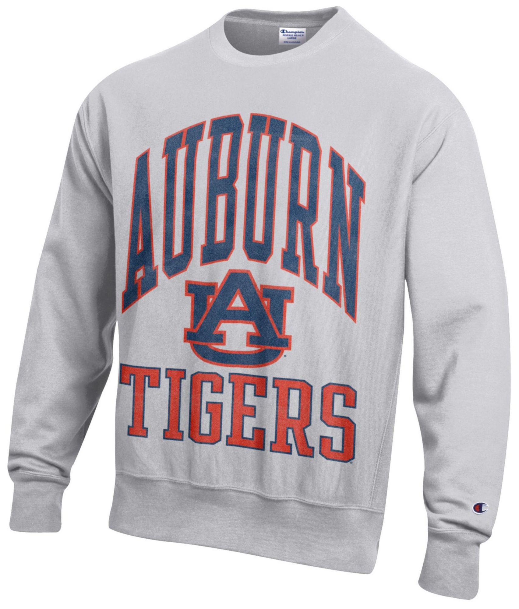Champion Men's Auburn Tigers Silver Gray Reverse Weave Crewneck Sweatshirt
