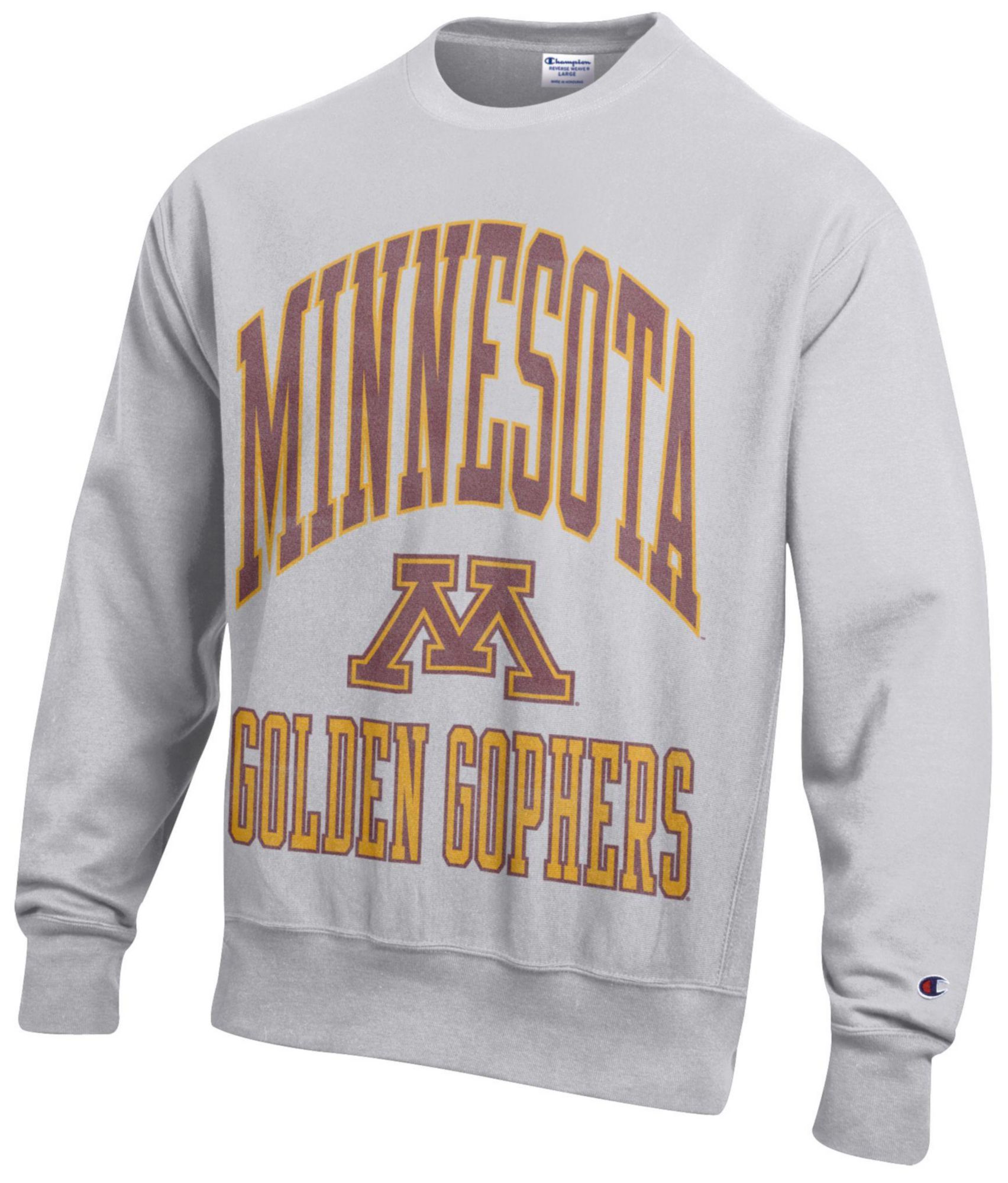 Champion Men's Minnesota Golden Gophers Silver Gray Reverse Weave Crewneck Sweatshirt