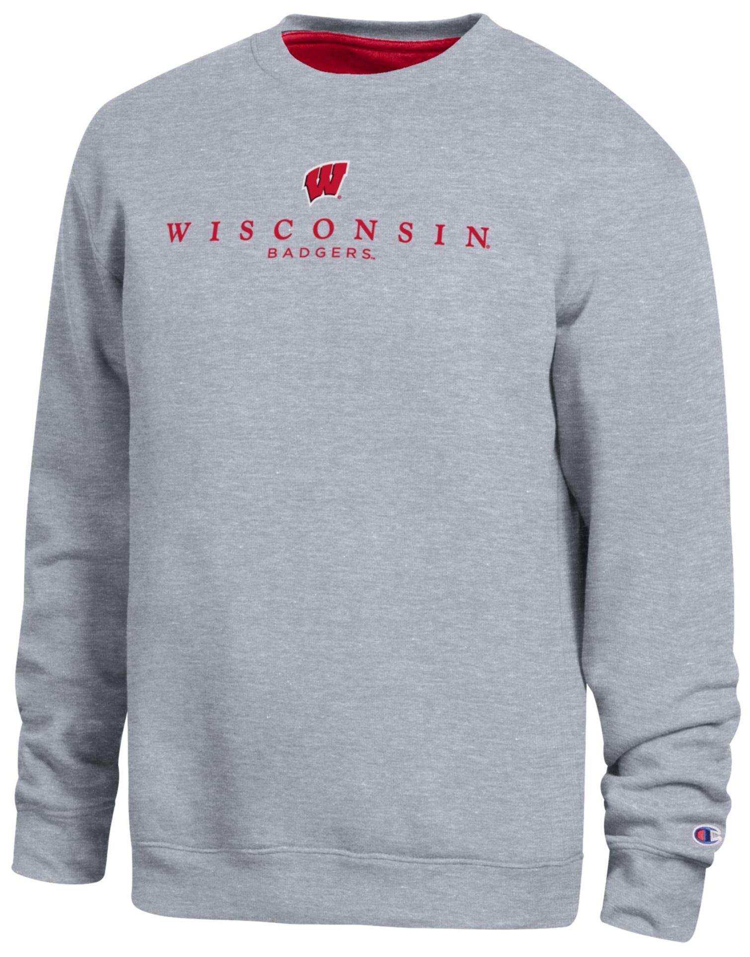 Champion Men's Wisconsin Badgers Oxford Contrast Crewneck Sweatshirt