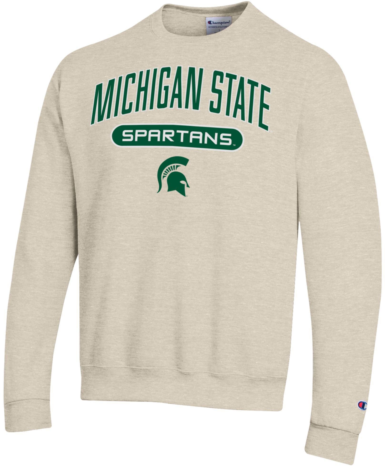 Champion Adult Michigan State Spartans Eco Powerblend Oatmeal Crewneck Sweatshirt, Men's, XXL, White