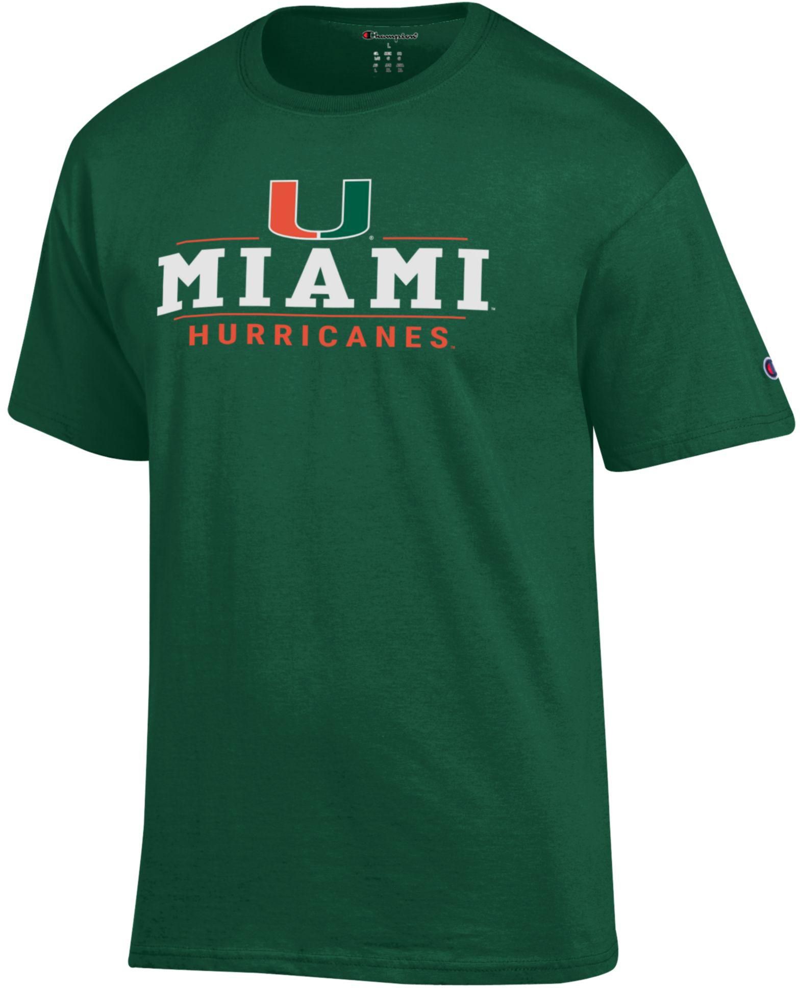 Champion Adult Miami Hurricanes Jersey Green T-Shirt, Men's, XXL