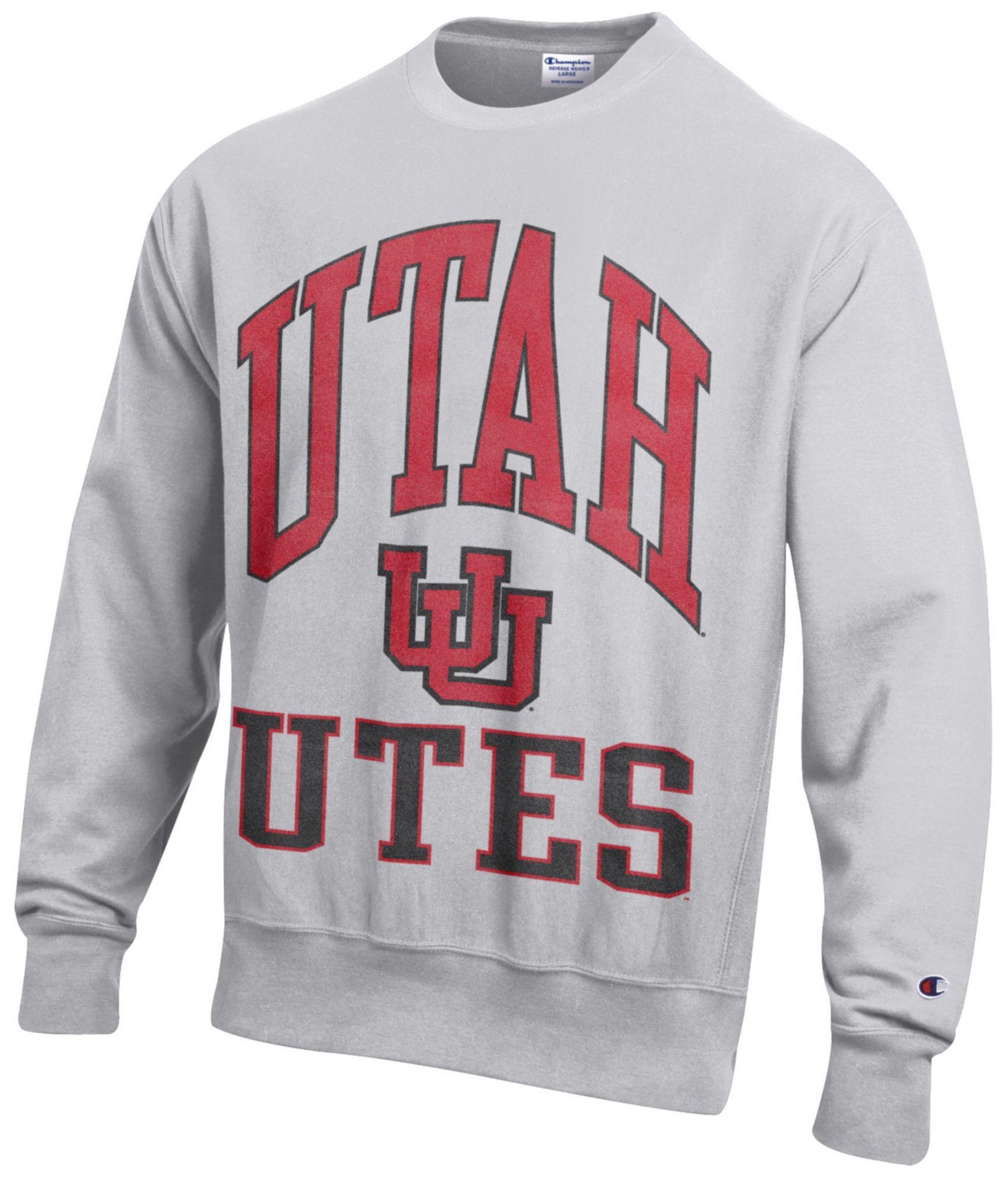 Champion Men's Utah Utes Silver Gray Reverse Weave Crewneck Sweatshirt