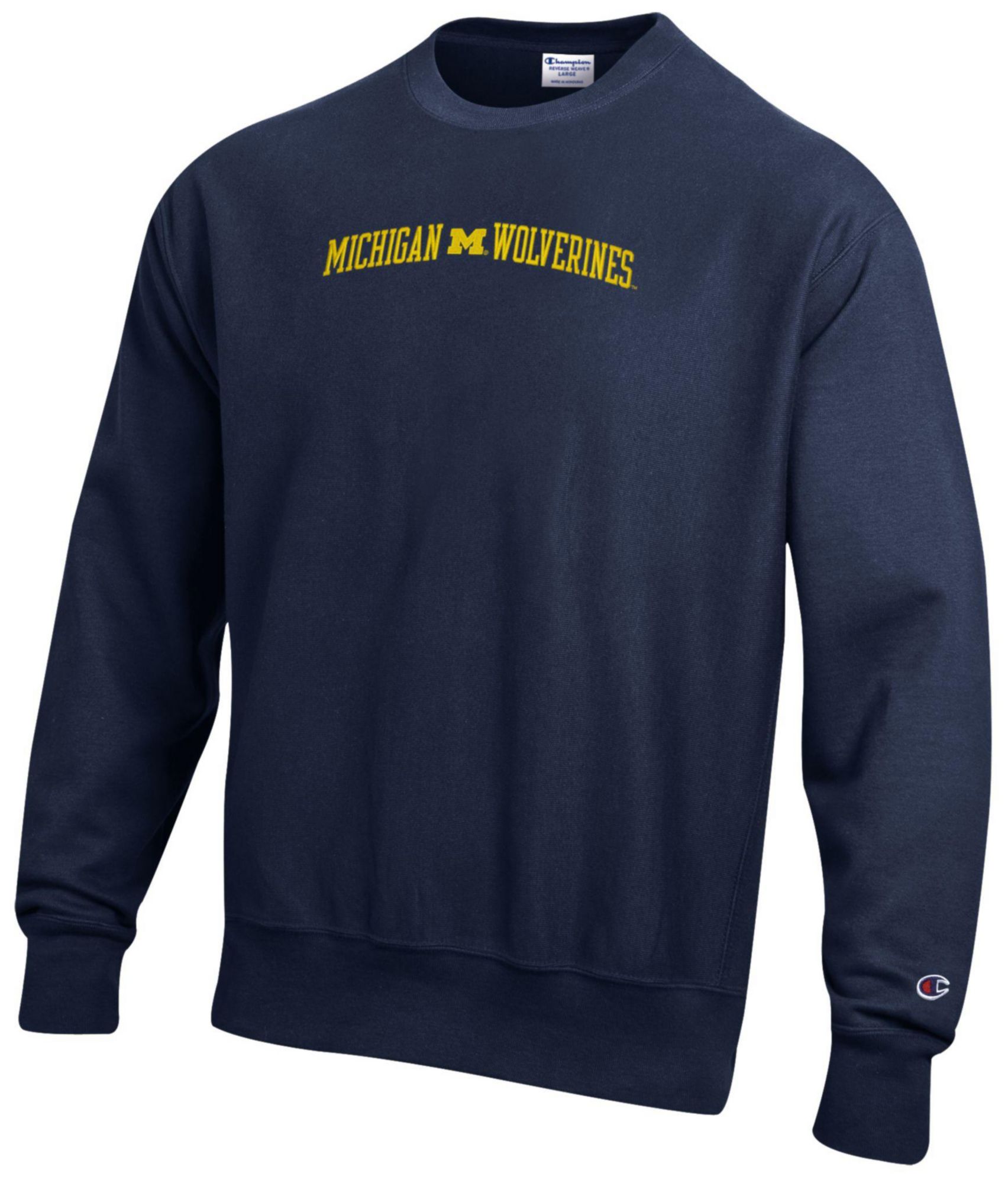 Champion Men's Michigan Wolverines Navy Reverse Weave Crewneck Sweatshirt