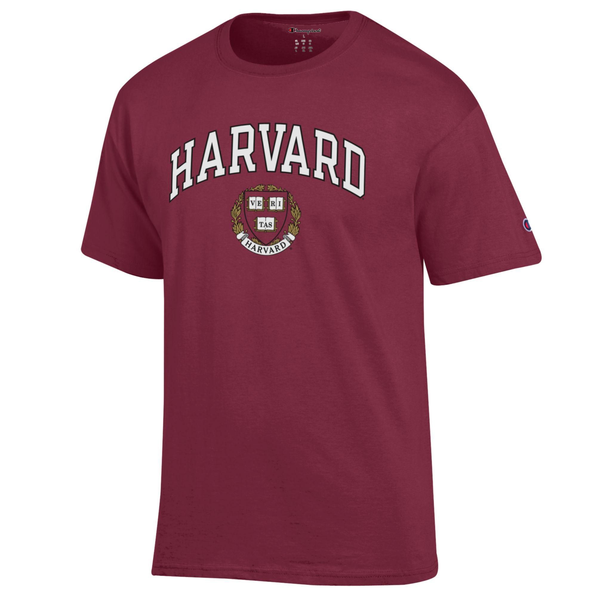 Champion Men's Harvard Crimson Maroon Wordmark Crest T-Shirt