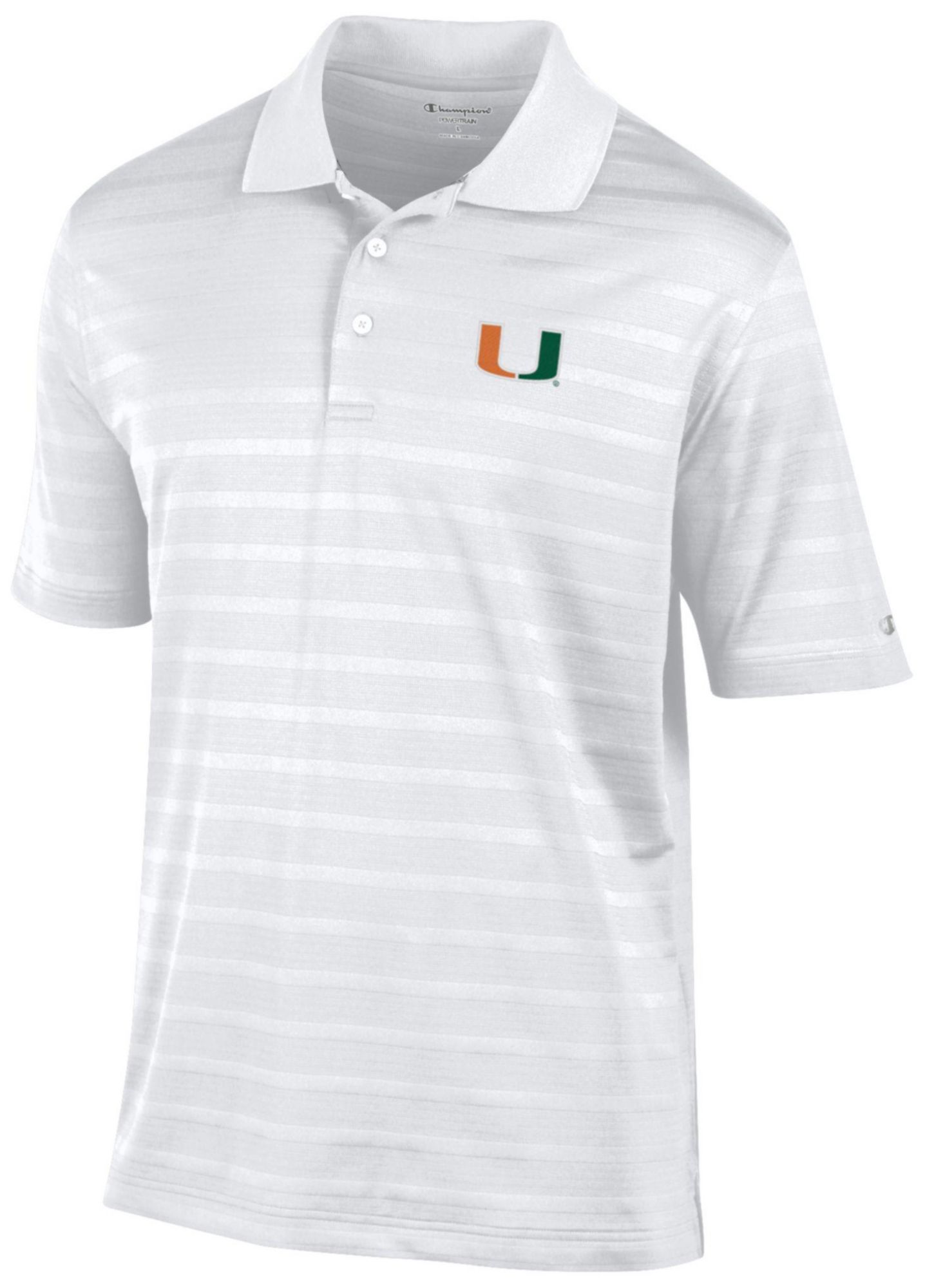 Champion Men's Miami Hurricanes White Textured Polo