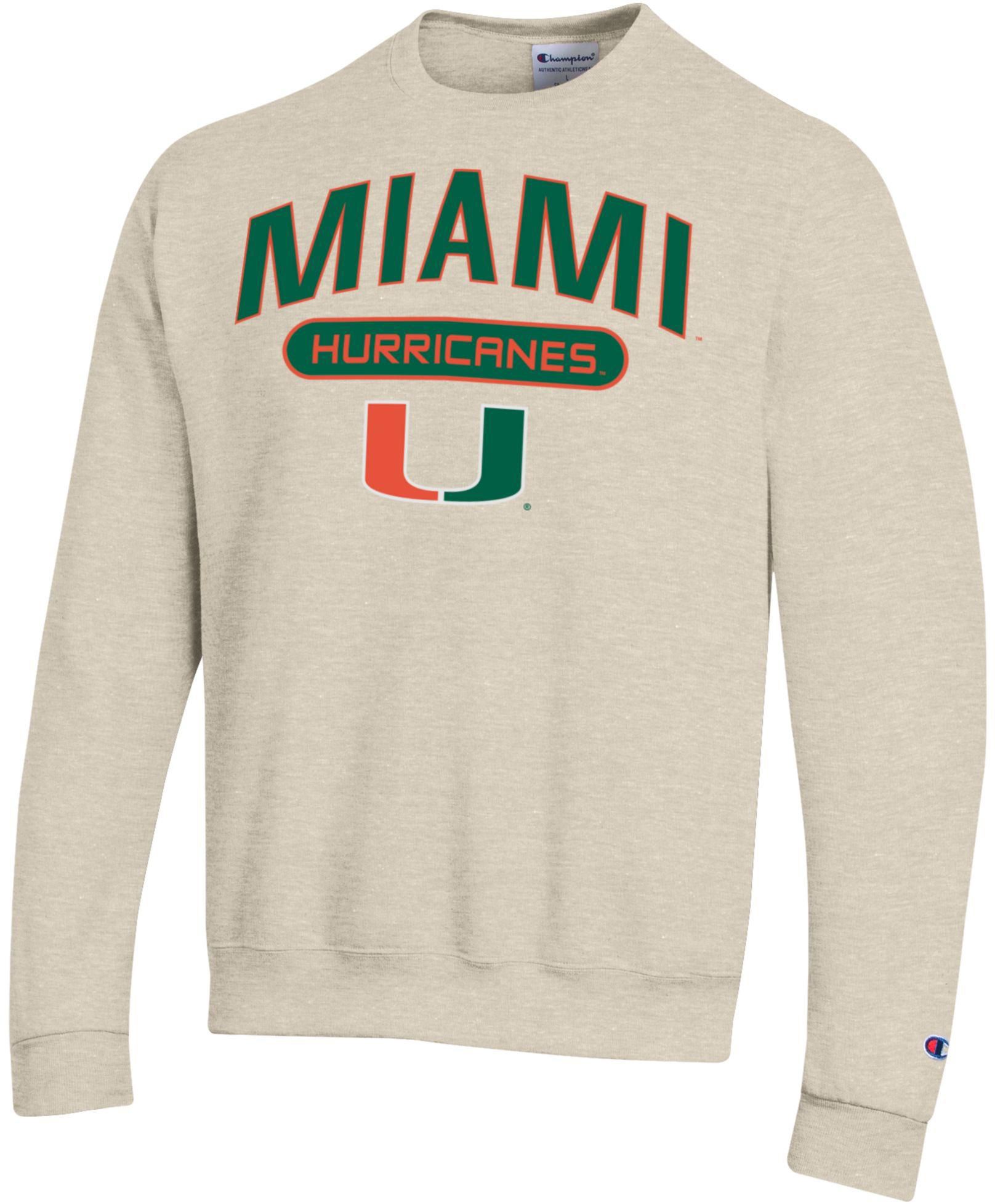 Champion Adult Miami Hurricanes Eco Powerblend Oatmeal Crewneck Sweatshirt