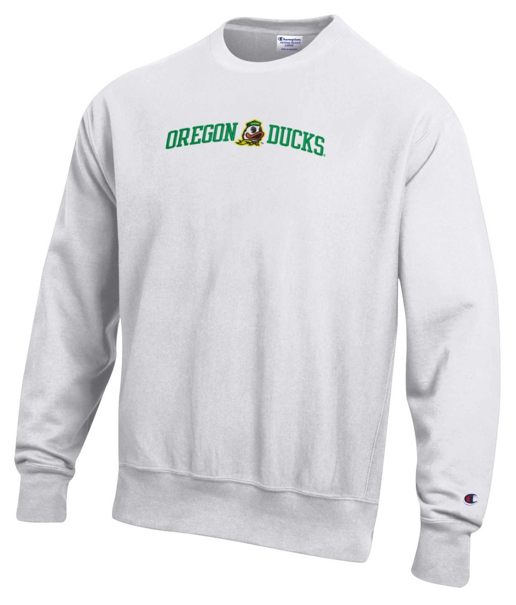 Champion Men's Oregon Ducks White Reverse Weave Crewneck Sweatshirt