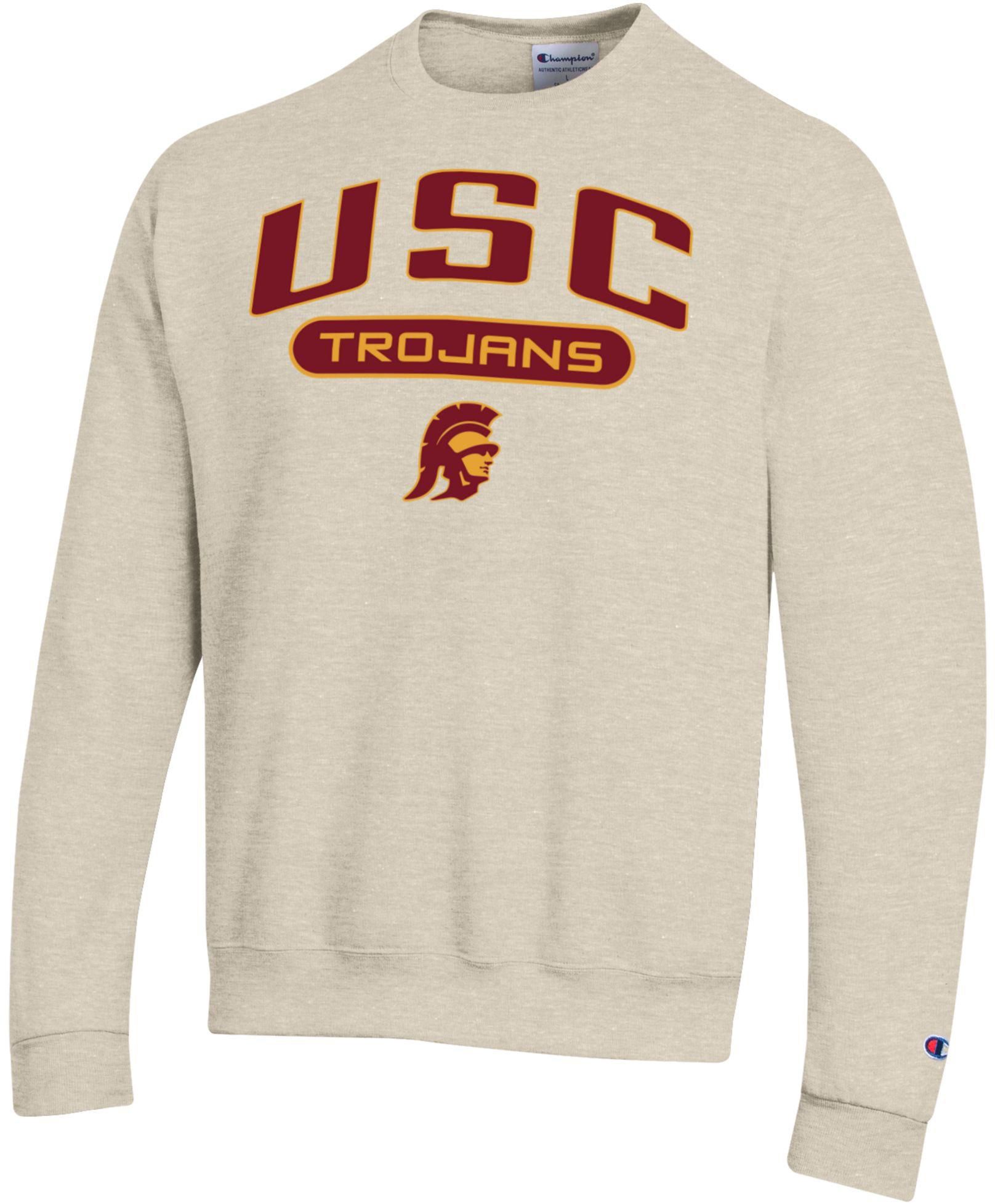 Champion Adult USC Trojans Eco Powerblend Oatmeal Crewneck Sweatshirt, Men's, XXL, White