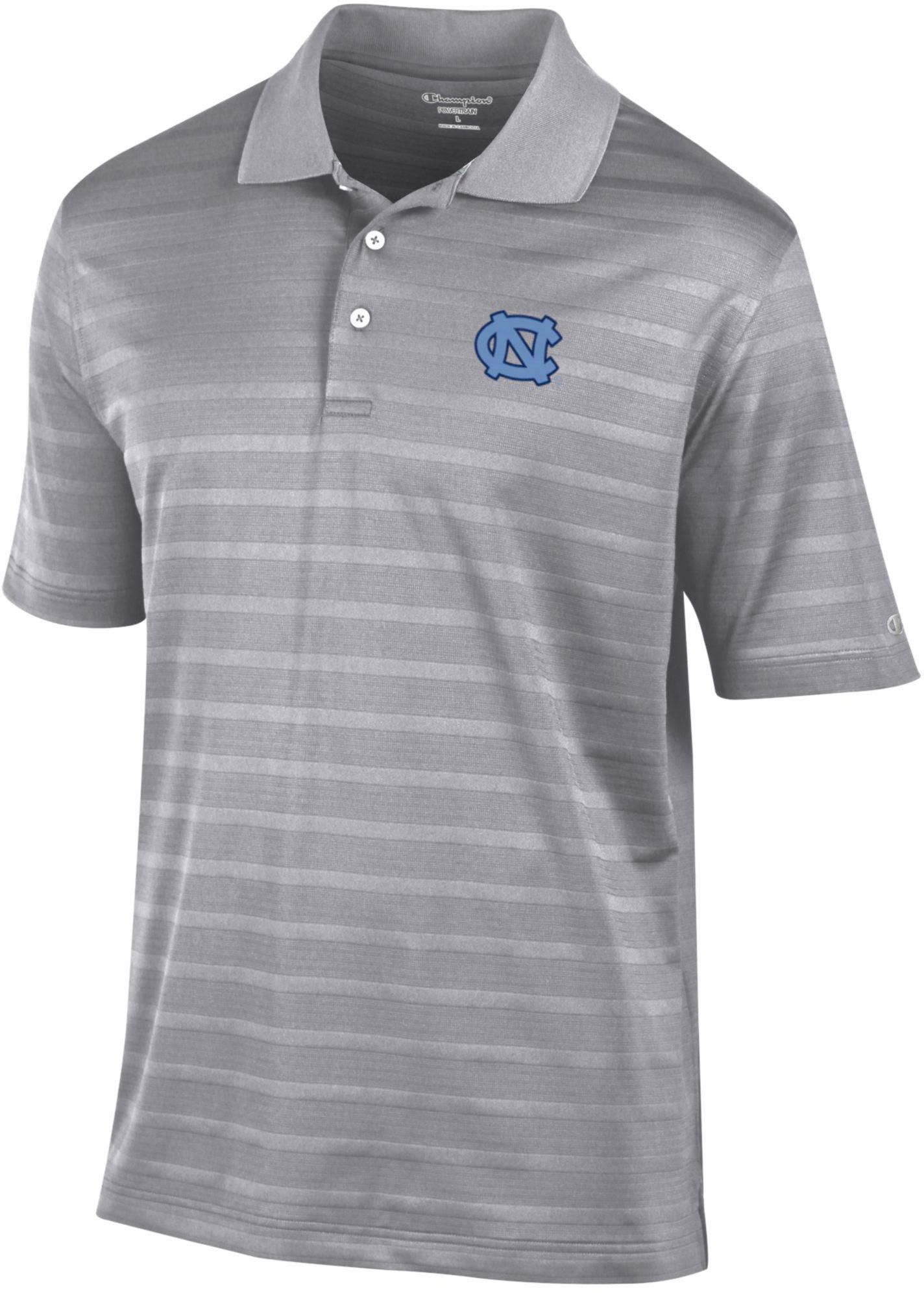 Champion Men's Carolina Tar Heels Textured Solid Grey Polo