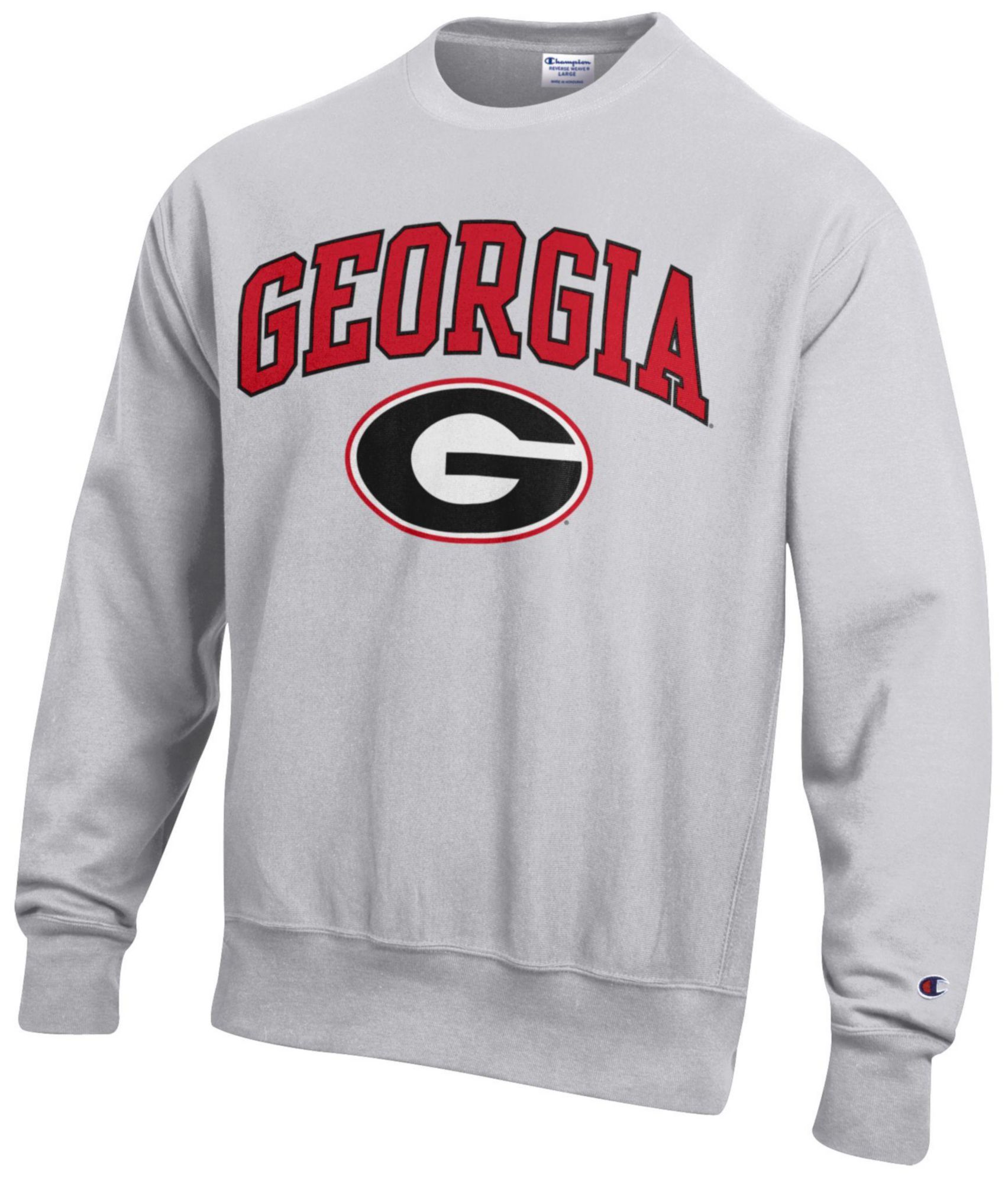 Champion Men's Georgia Bulldogs Silver Gray Reverse Weave Crewneck Sweatshirt