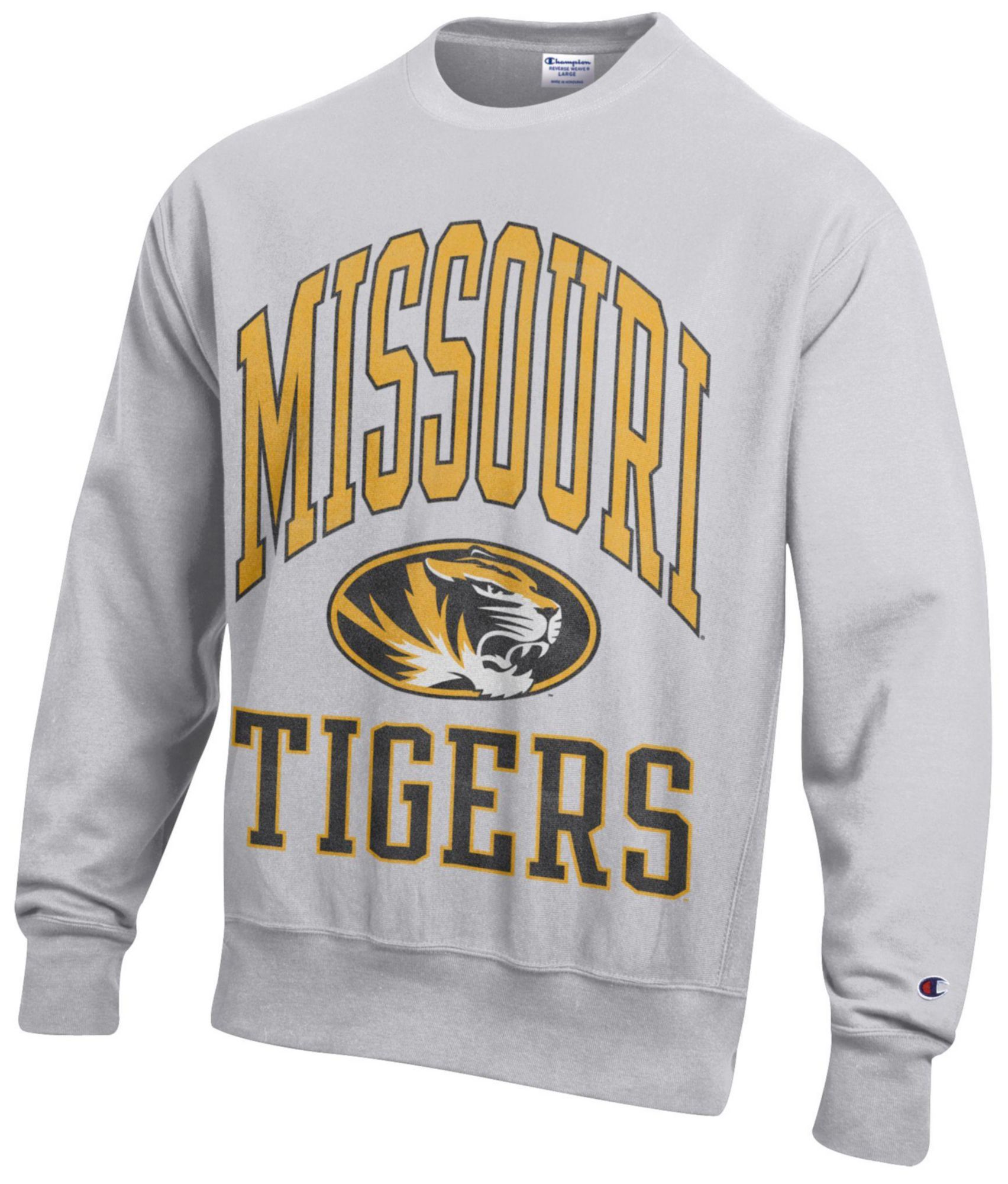 Champion Men's Missouri Tigers Silver Gray Reverse Weave Crewneck Sweatshirt