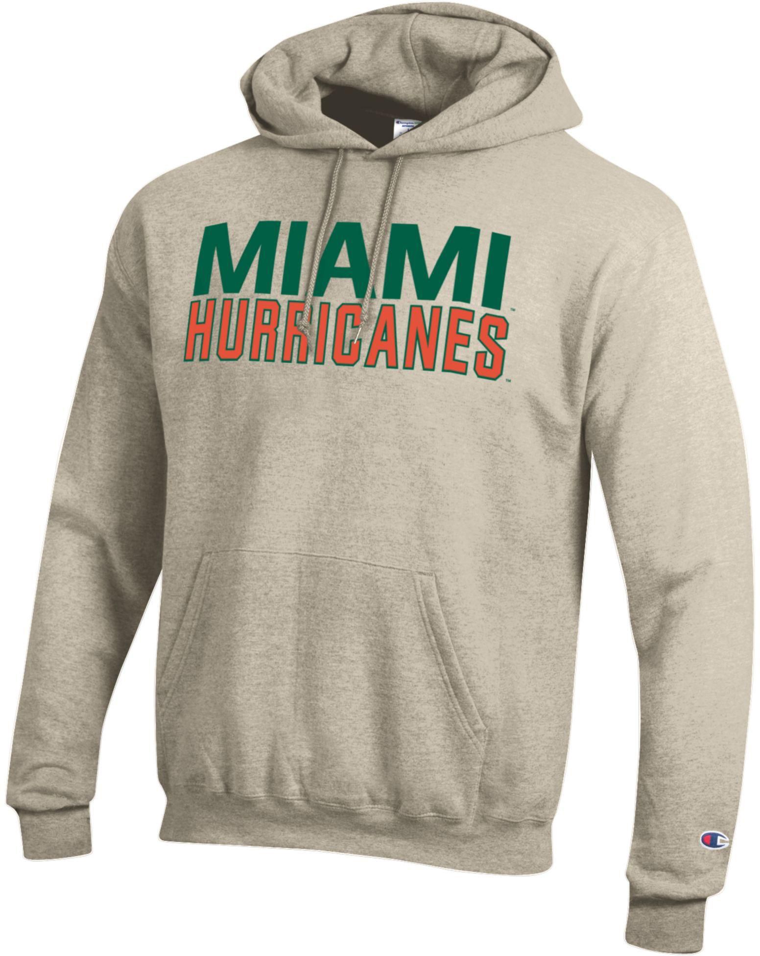 Champion Adult Miami Hurricanes Eco Powerblend Oatmeal Hoodie