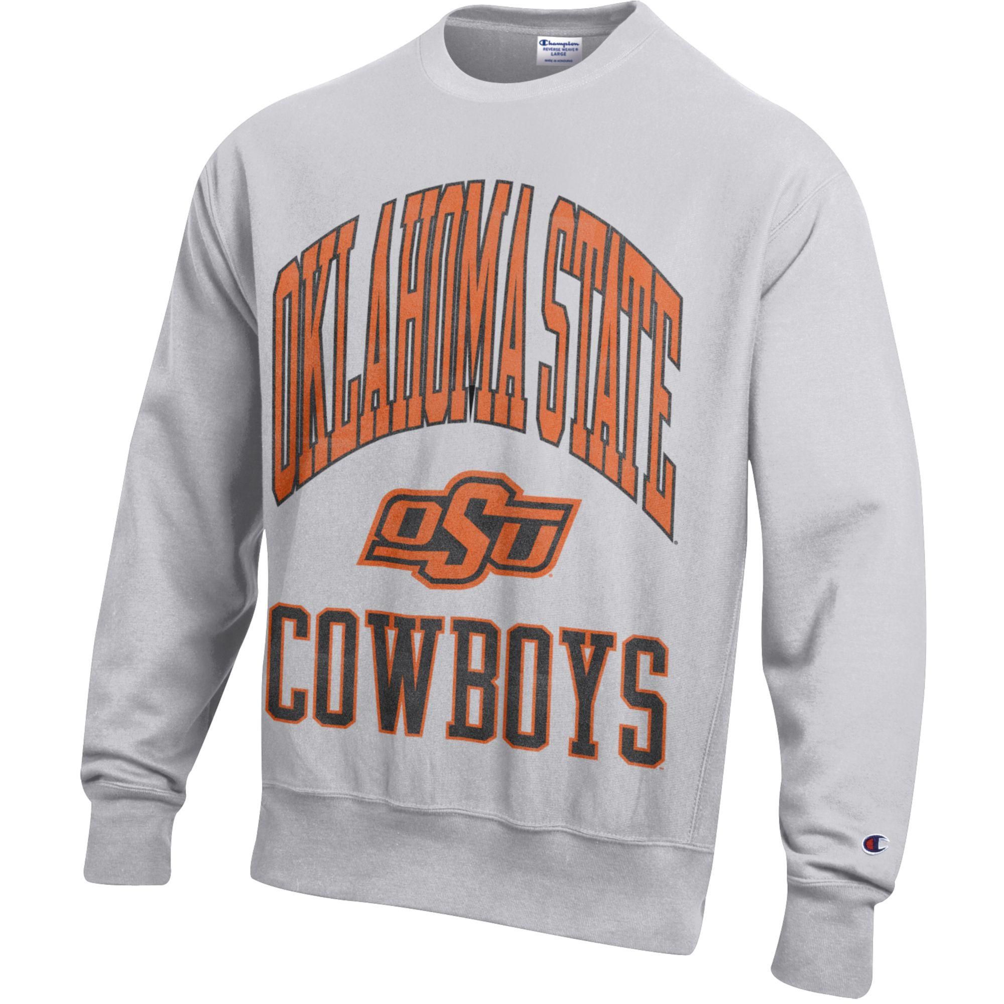 Champion Men's Oklahoma State Cowboys Silver Gray Reverse Weave Crewneck Sweatshirt