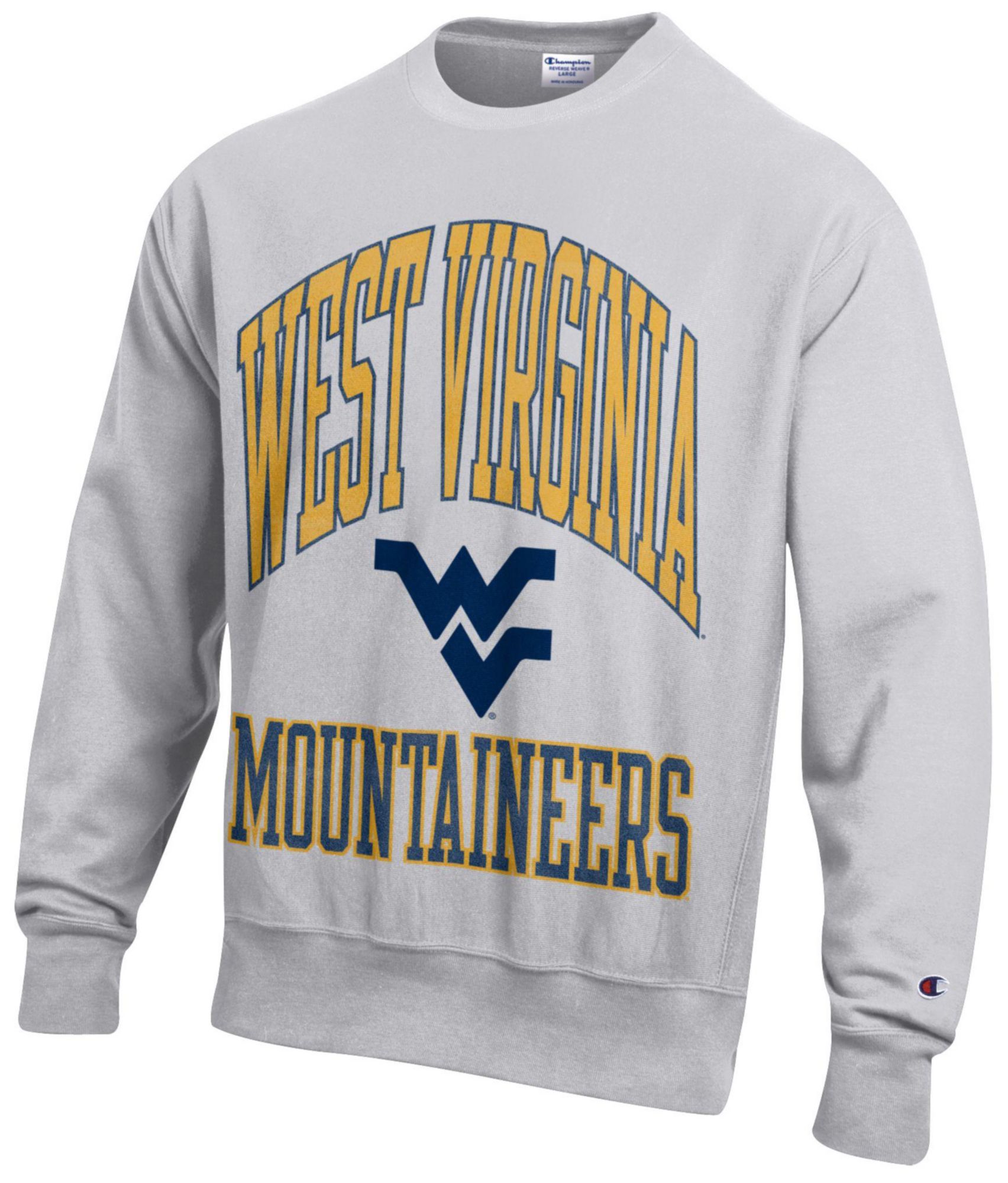 Champion Men's West Virginia Mountaineers Silver Gray Reverse Weave Crewneck Sweatshirt
