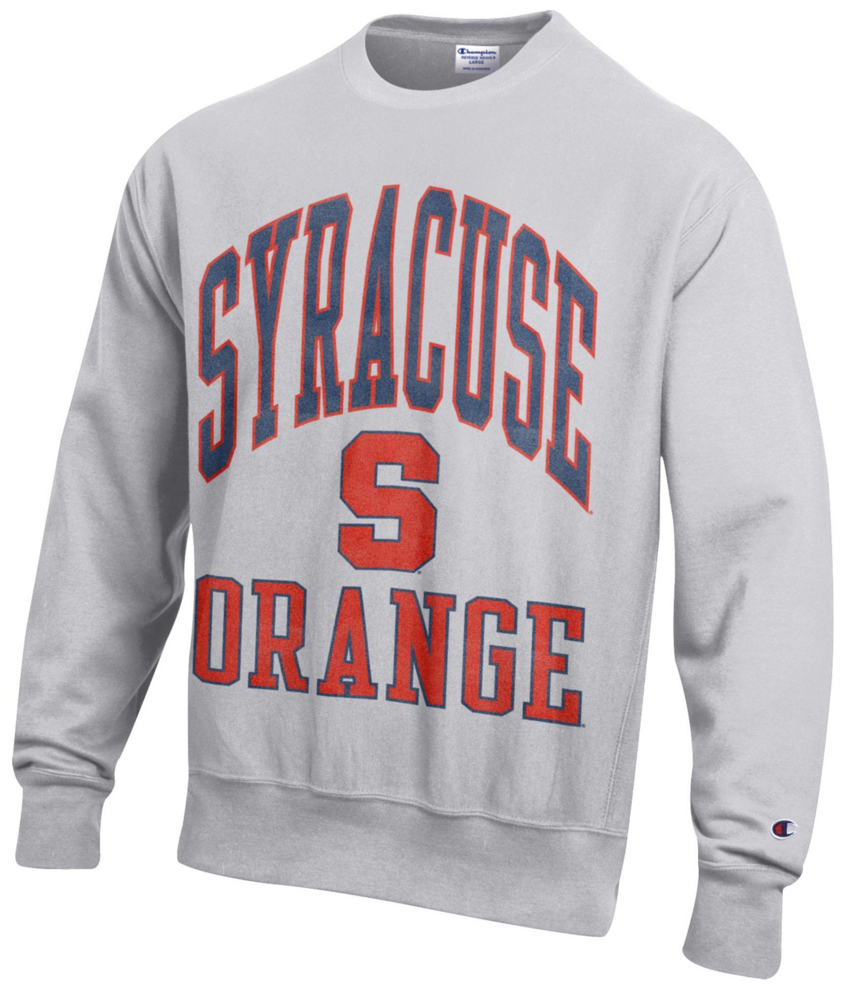 Champion Men's Syracuse Orange Silver Gray Reverse Weave Crewneck Sweatshirt