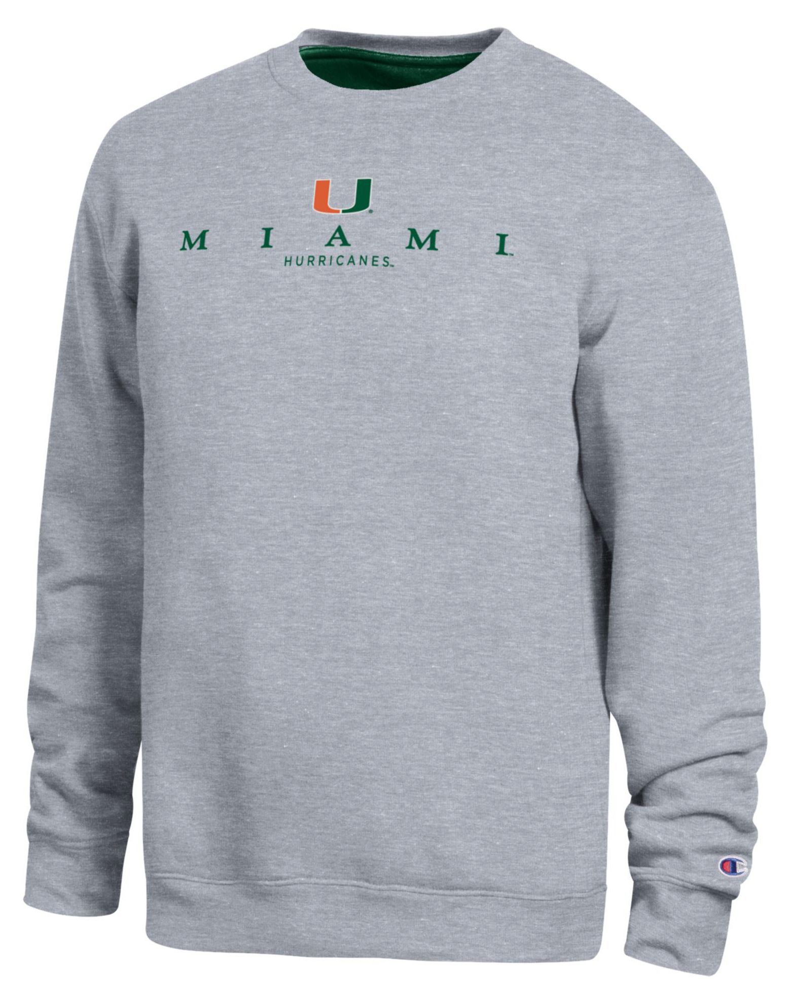 Champion Men's Miami Hurricanes Oxford Contrast Crewneck Sweatshirt