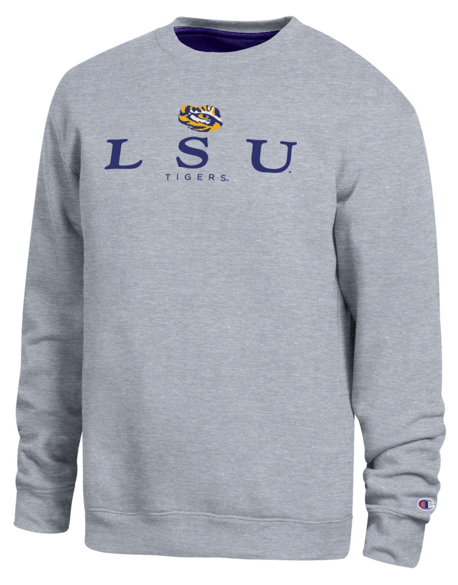 Champion Men's LSU Tigers Oxford Contrast Crewneck Sweatshirt