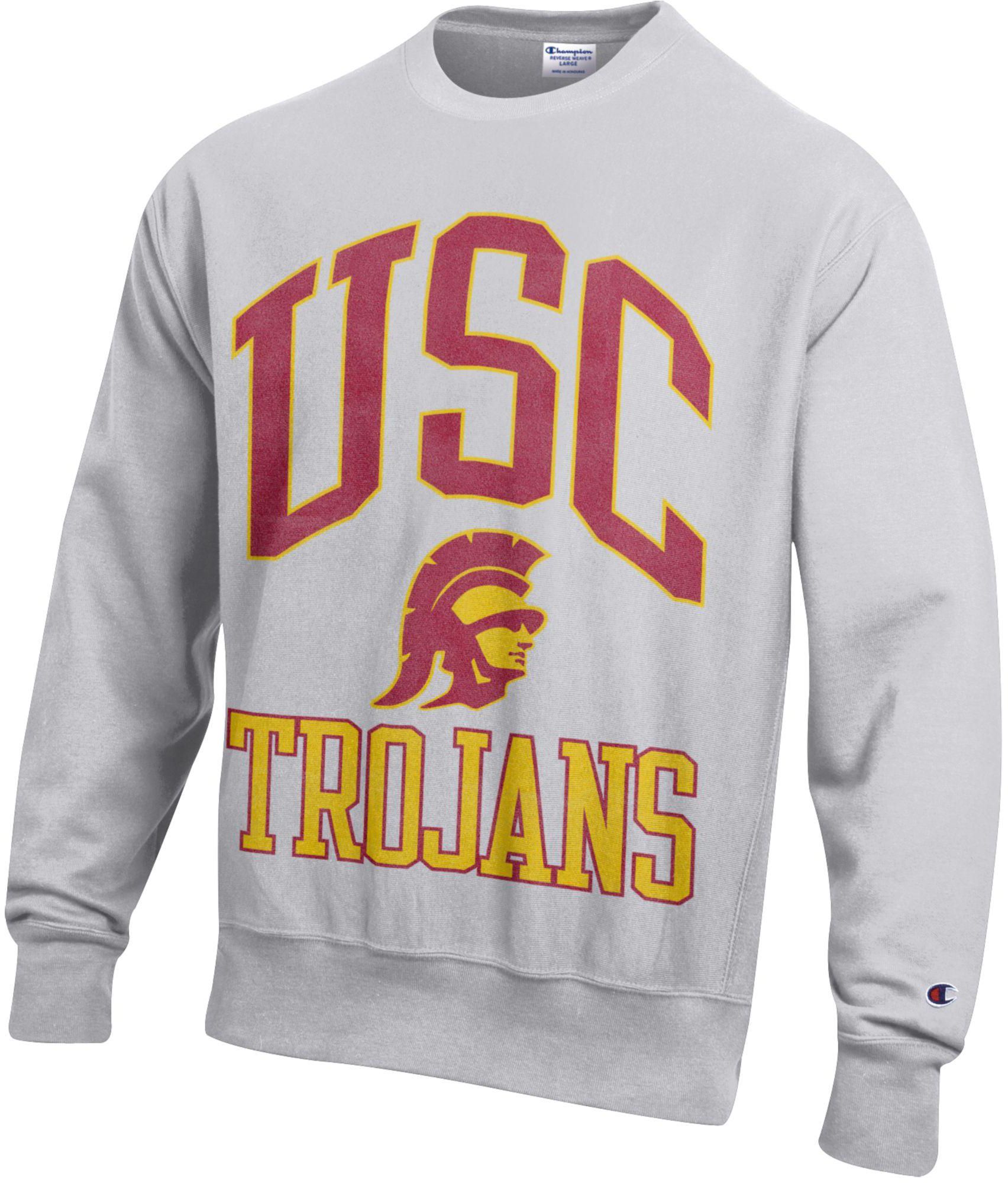 Champion Men's USC Trojans Silver Gray Reverse Weave Crewneck Sweatshirt