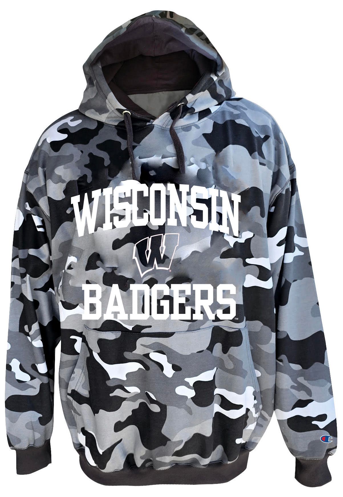 Champion Men's Wisconsin Badgers Big and Tall Camo Fleece Hoodie