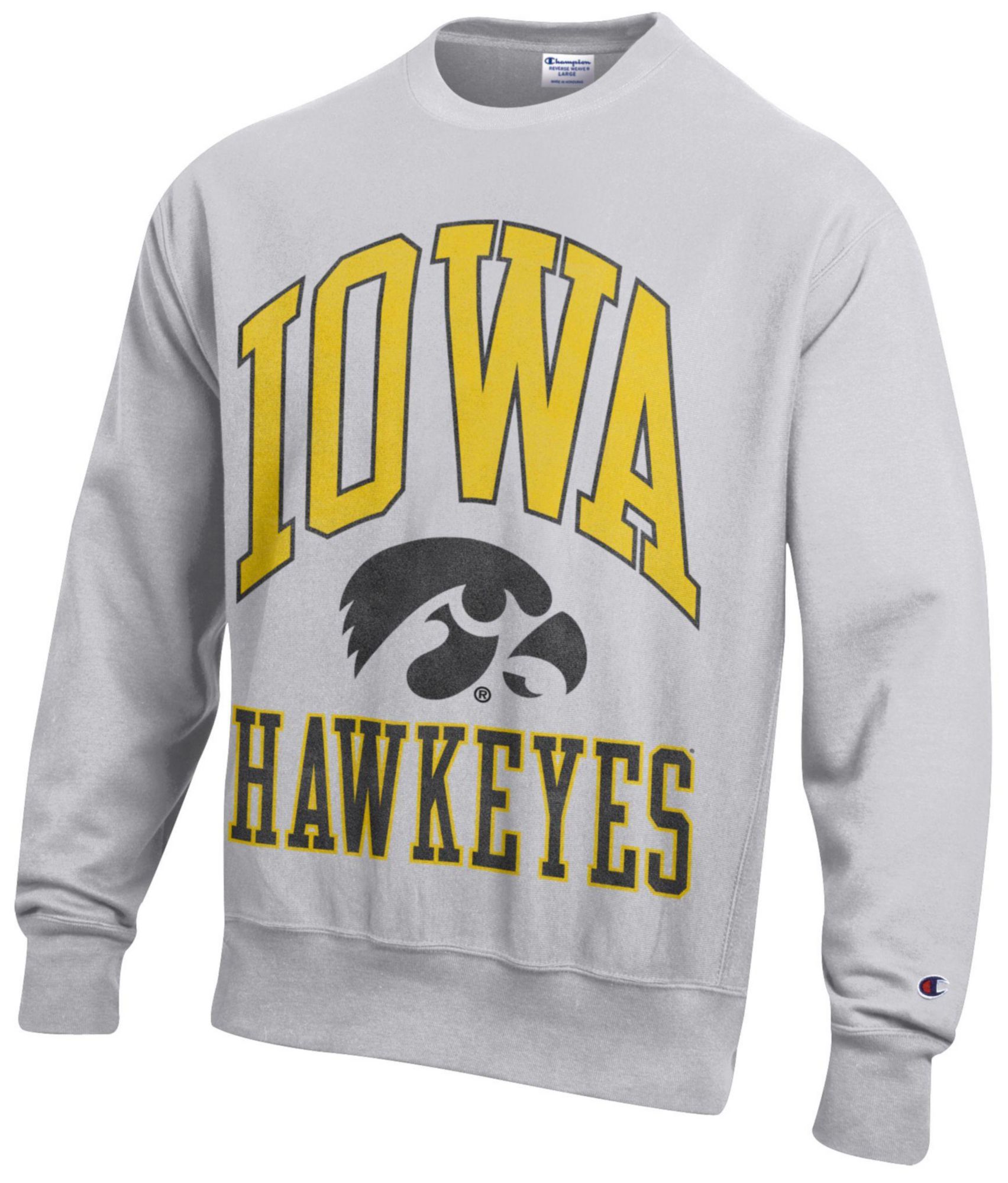 Champion Men's Iowa Hawkeyes Silver Gray Reverse Weave Crewneck Sweatshirt