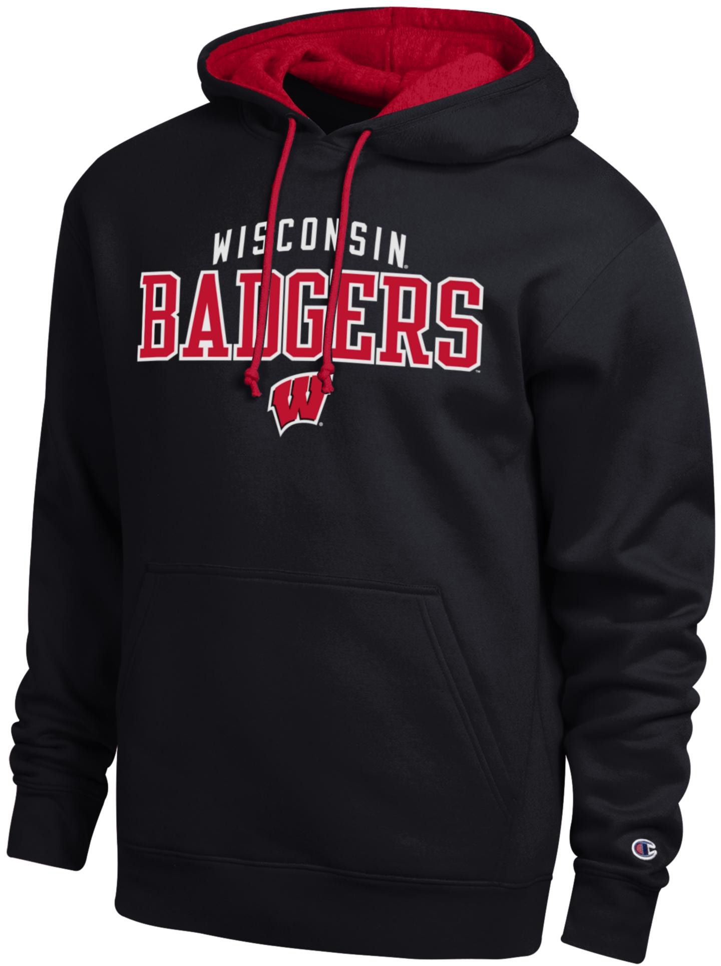 Champion Men's Wisconsin Badgers Promo Hoodie, XXL, Black