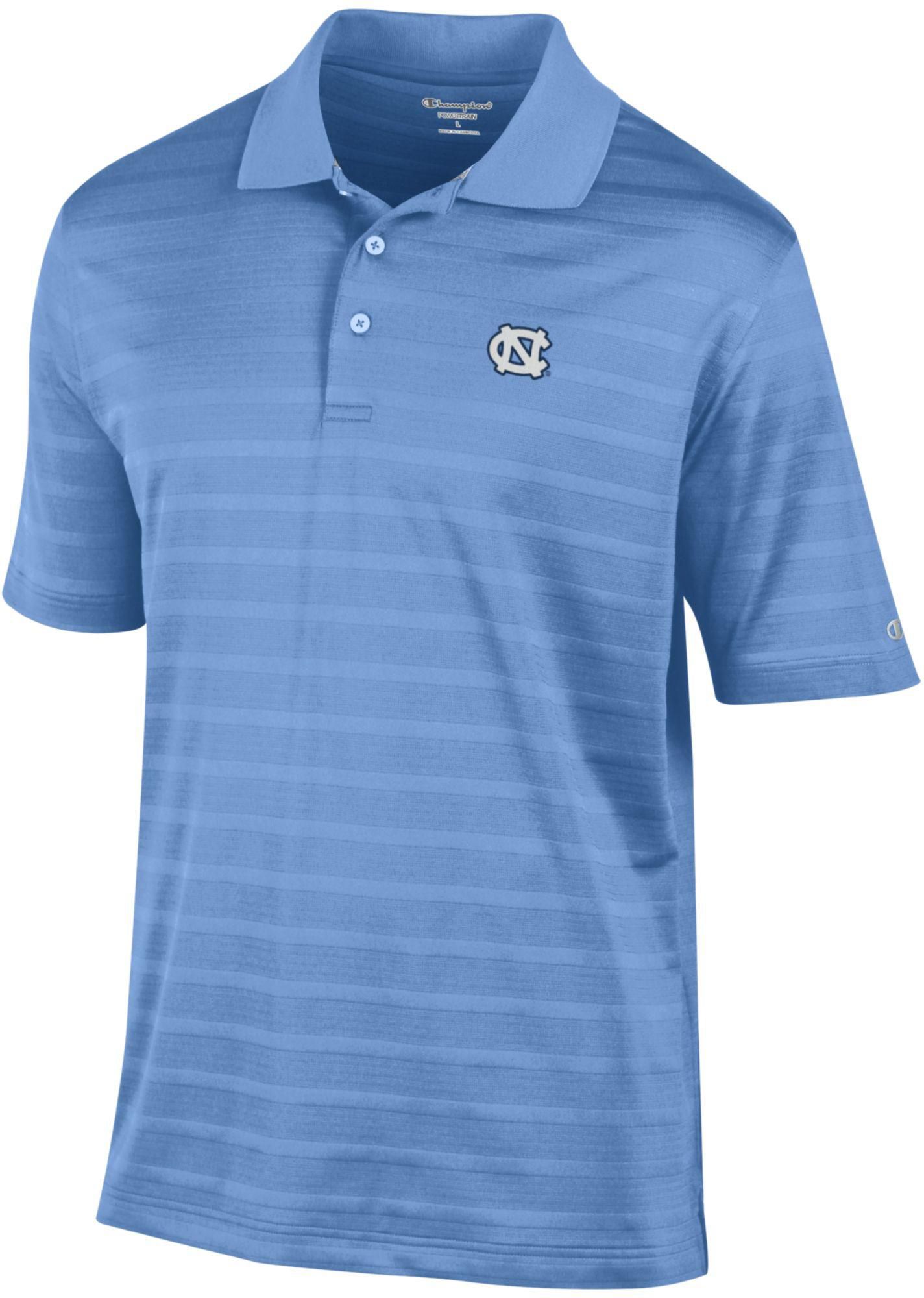 Champion Men's North Carolina Tar Heels Light Blue Textured Polo