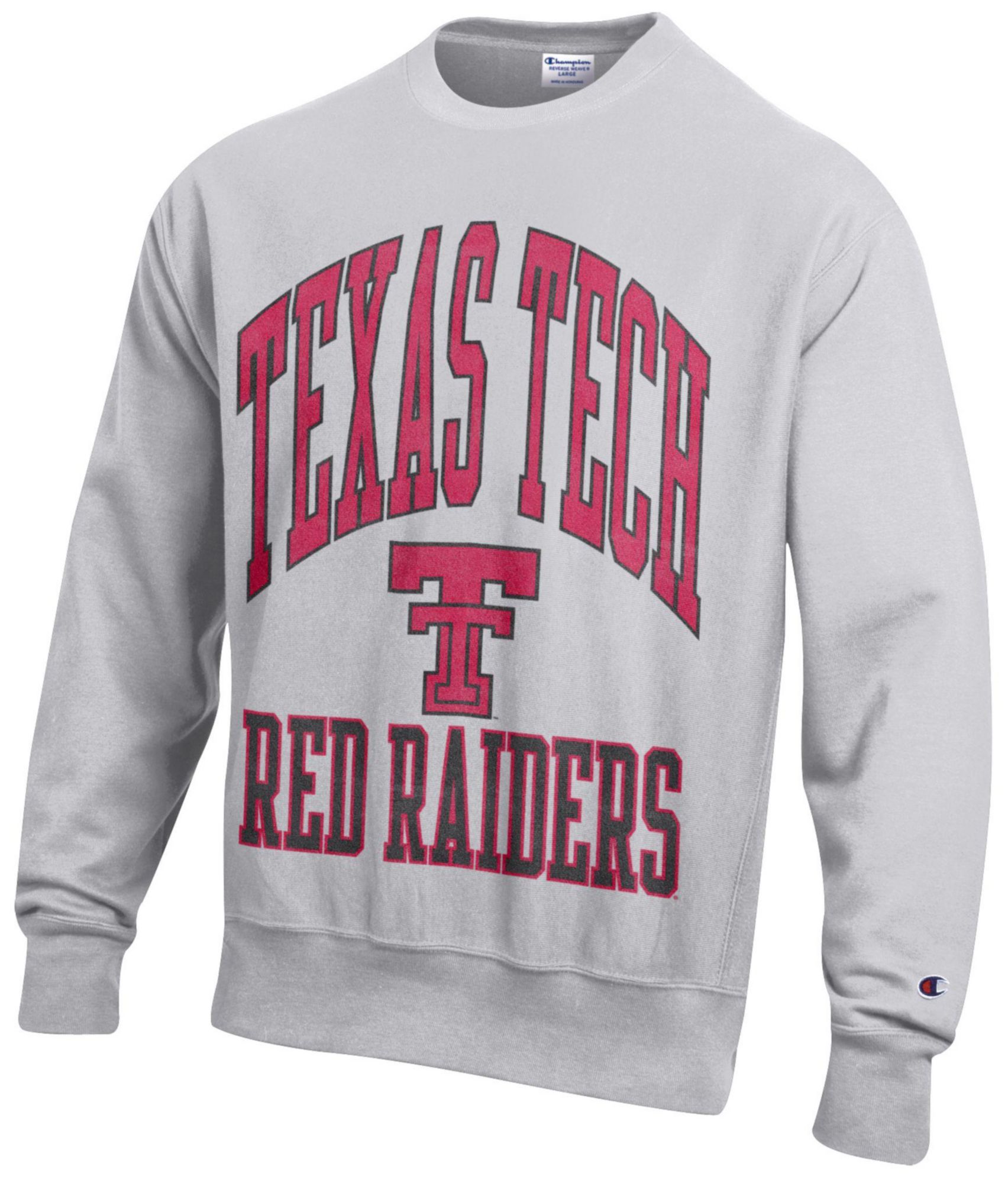 Champion Men's Texas Tech Red Raiders Silver Gray Reverse Weave Crewneck Sweatshirt