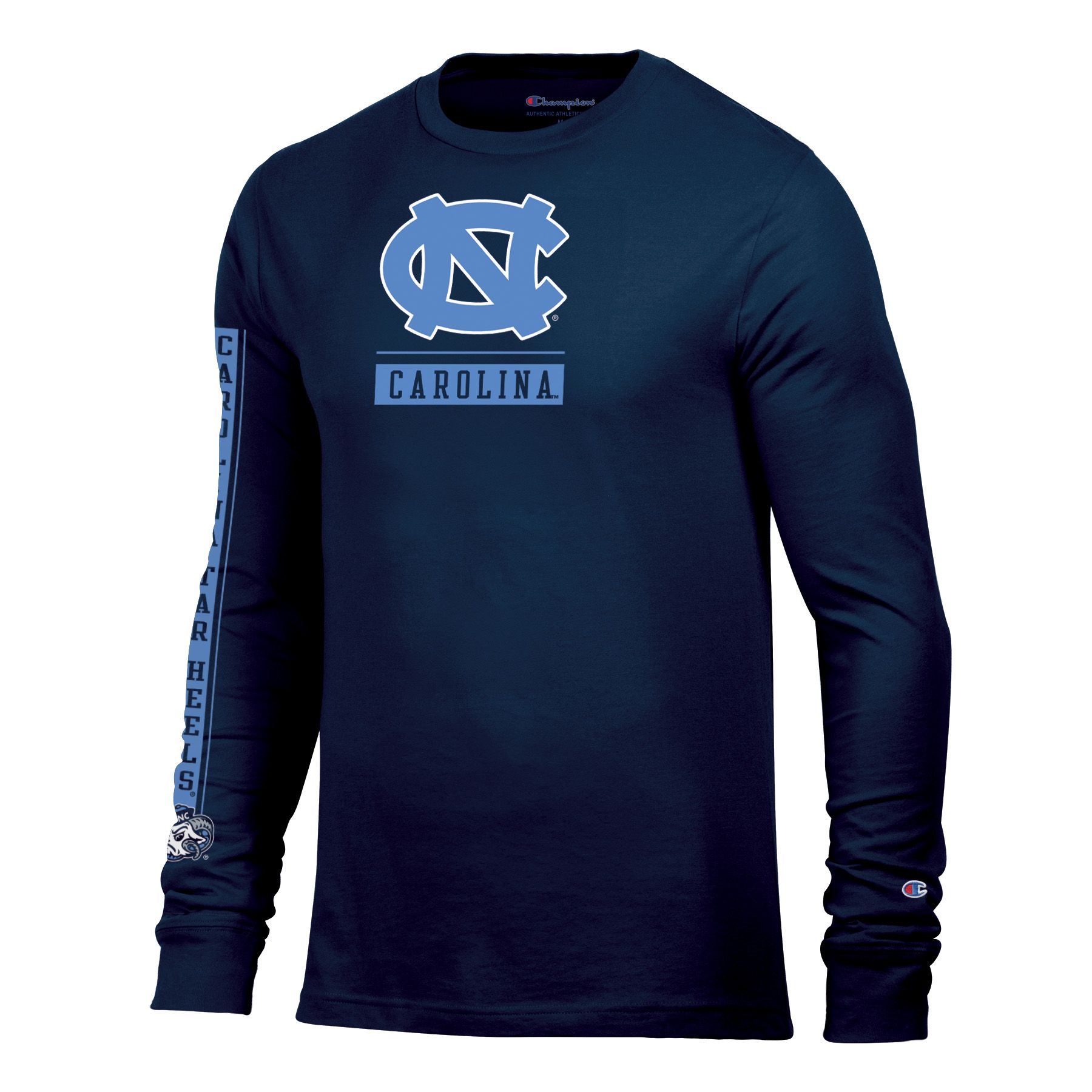 Champion Men's North Carolina Tar Heels Navy Stadium 3 Hit Long Sleeve Shirt