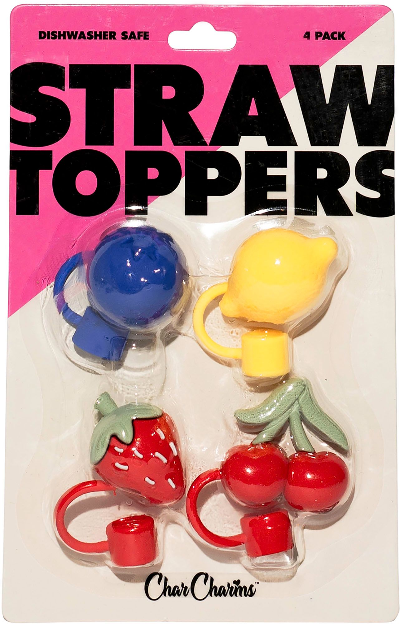 CharCharms Silicone Straw Cover Toppers - 4 Pack