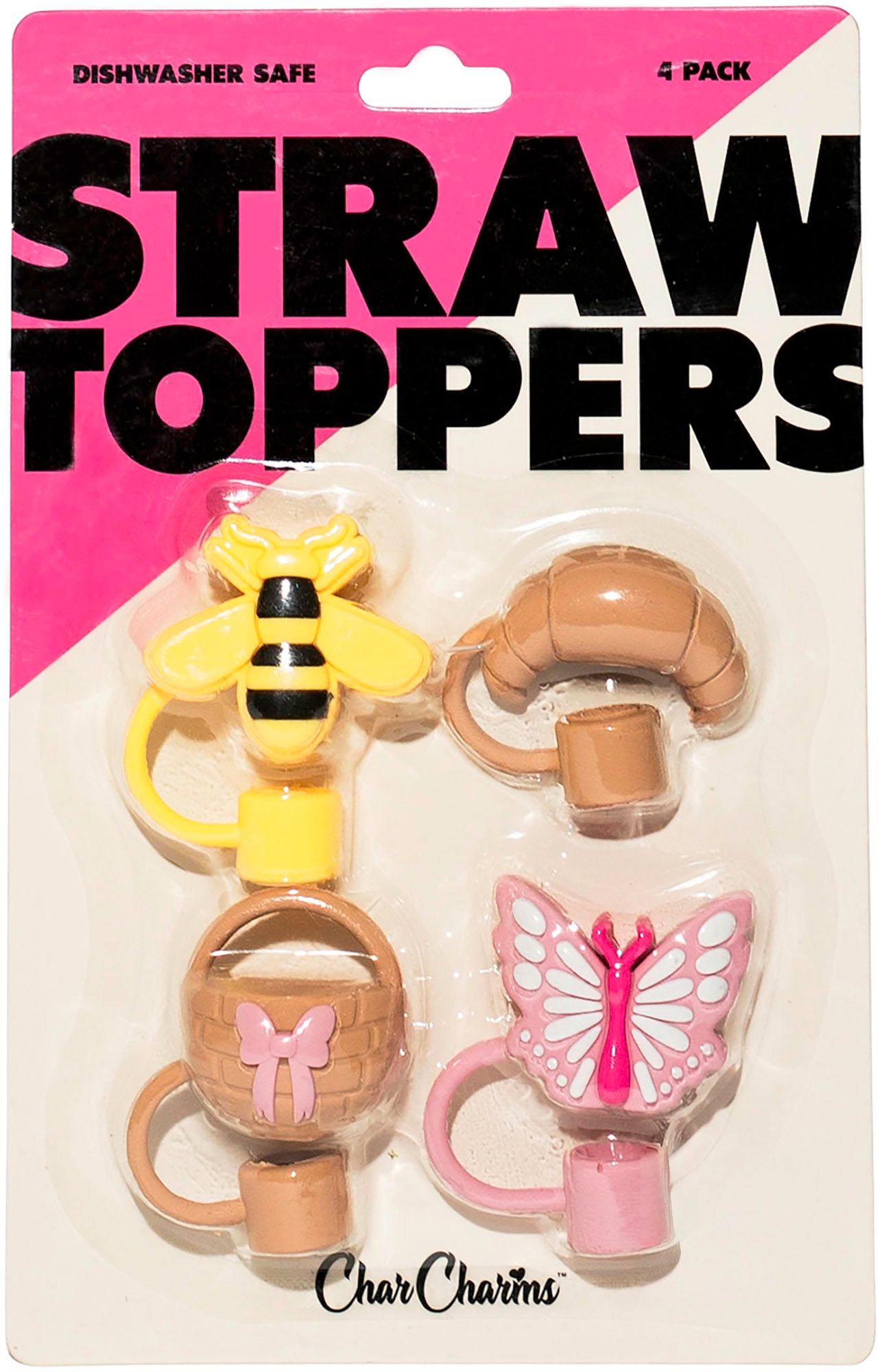 CharCharms Silicone Straw Cover Toppers - 4 Pack