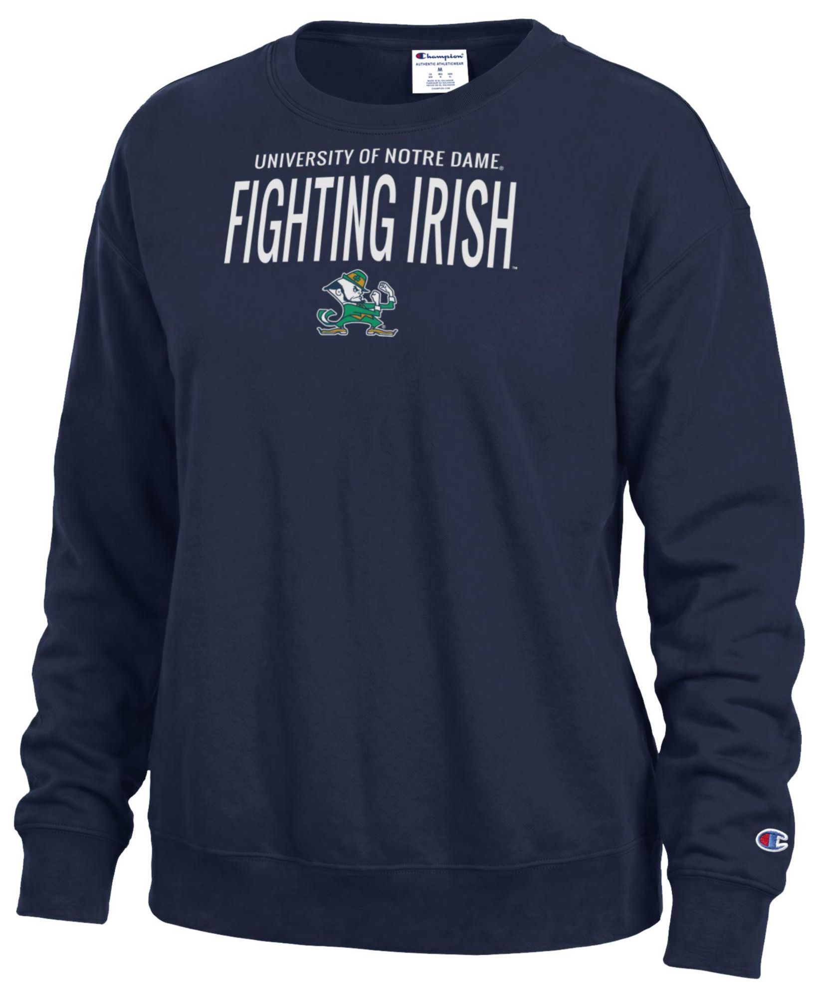 Champion Women's Notre Dame Fighting Irish Blue Powerblend Fleece Crewneck Sweatshirt