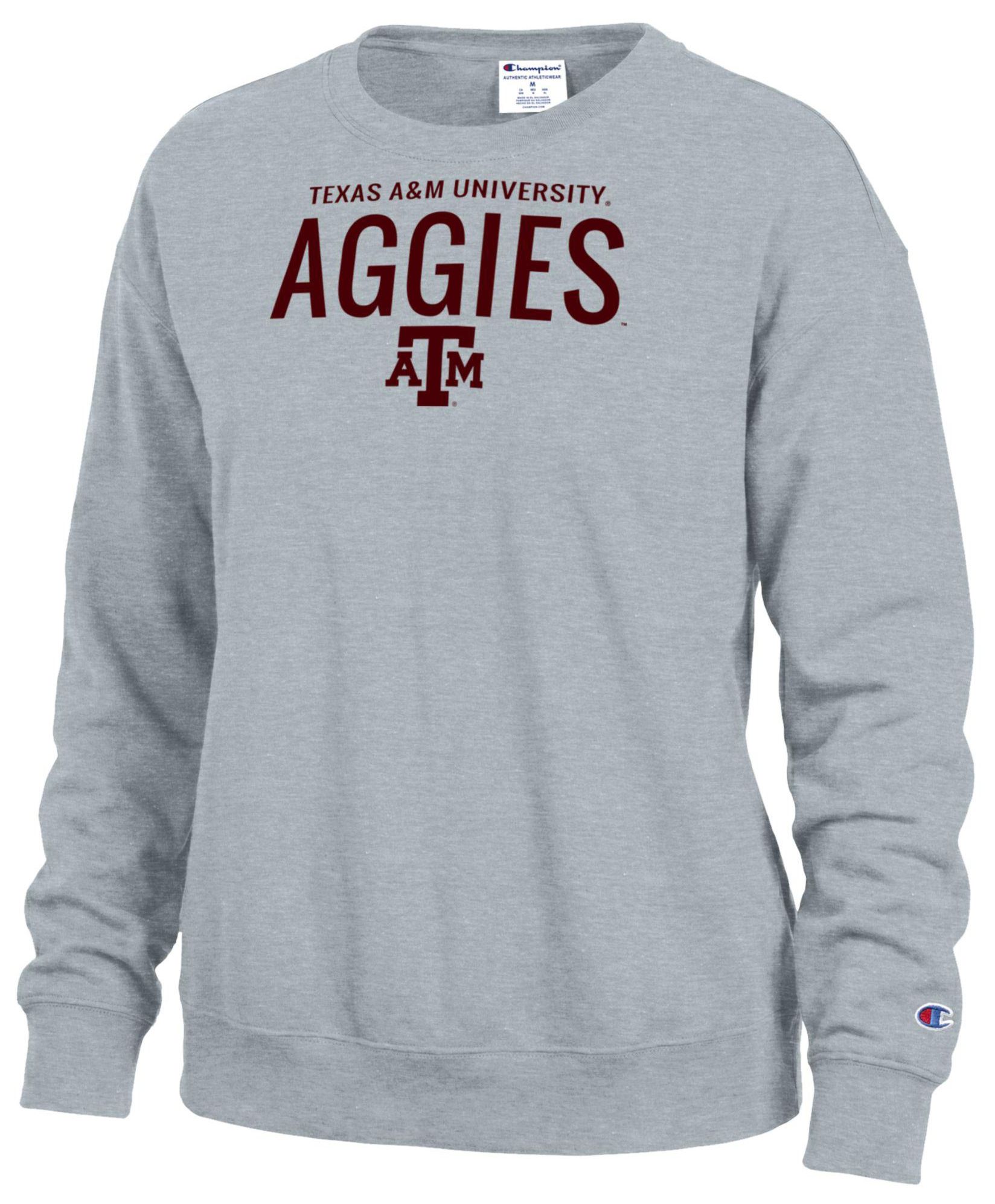 Champion Women's Texas A&amp;M Aggies Grey Powerblend Fleece Crewneck Sweatshirt