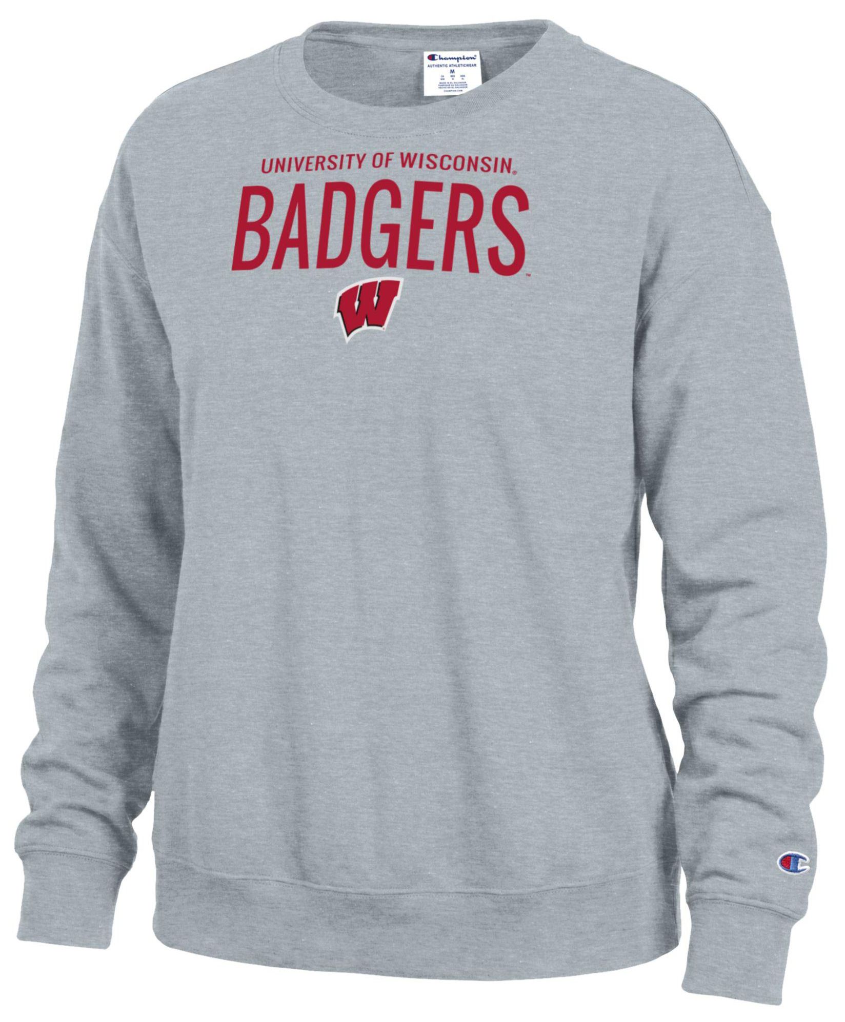 Champion Women's Wisconsin Badgers Powerblend Fleece Crewneck Sweatshirt