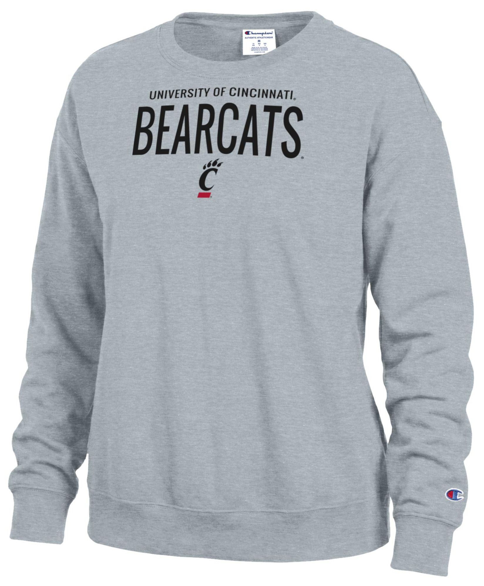 Champion Women's Cincinnati Bearcats Grey Powerblend Fleece Crewneck Sweatshirt
