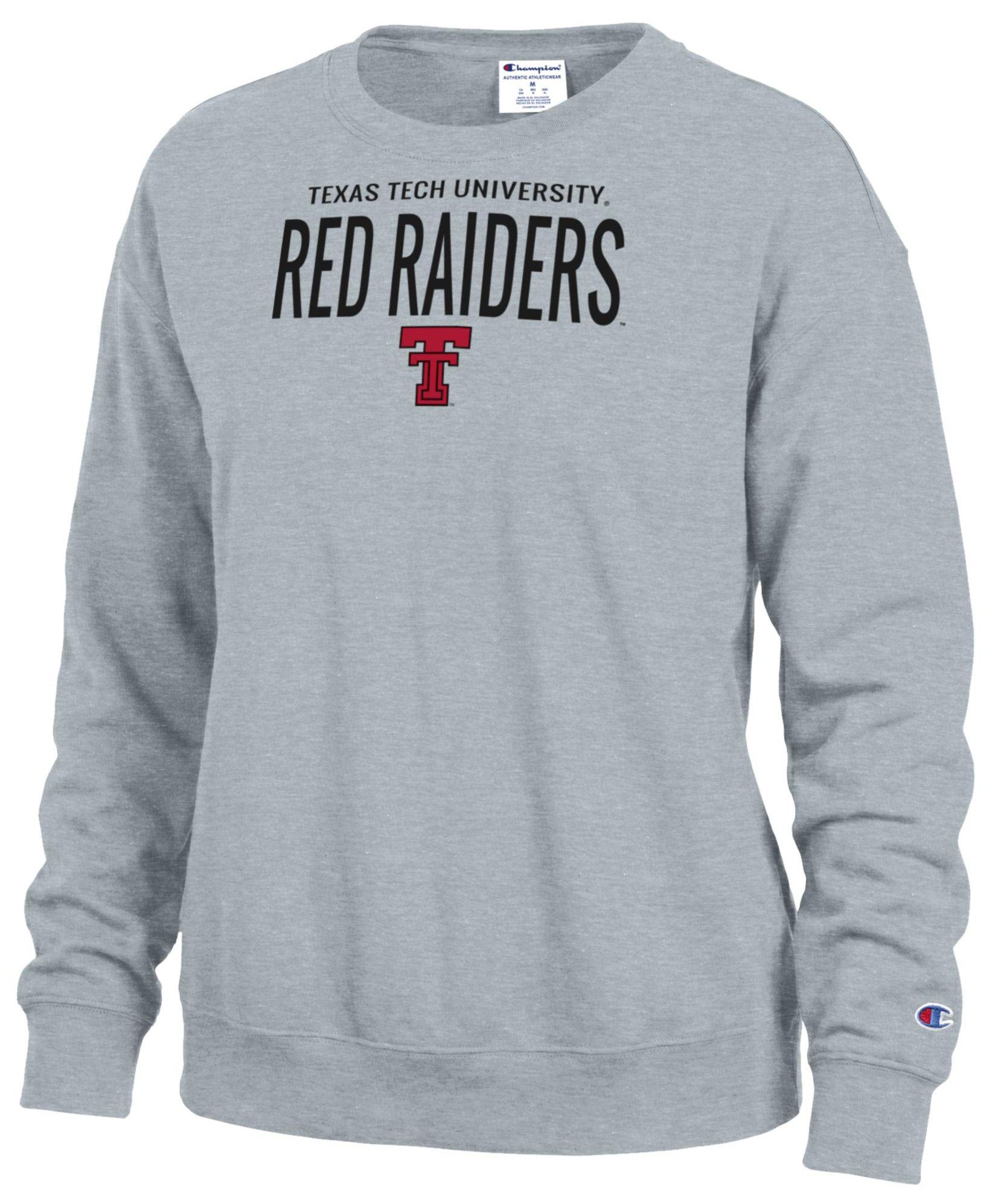 Champion Women's Texas Tech Red Raiders Grey Powerblend Fleece Crewneck Sweatshirt