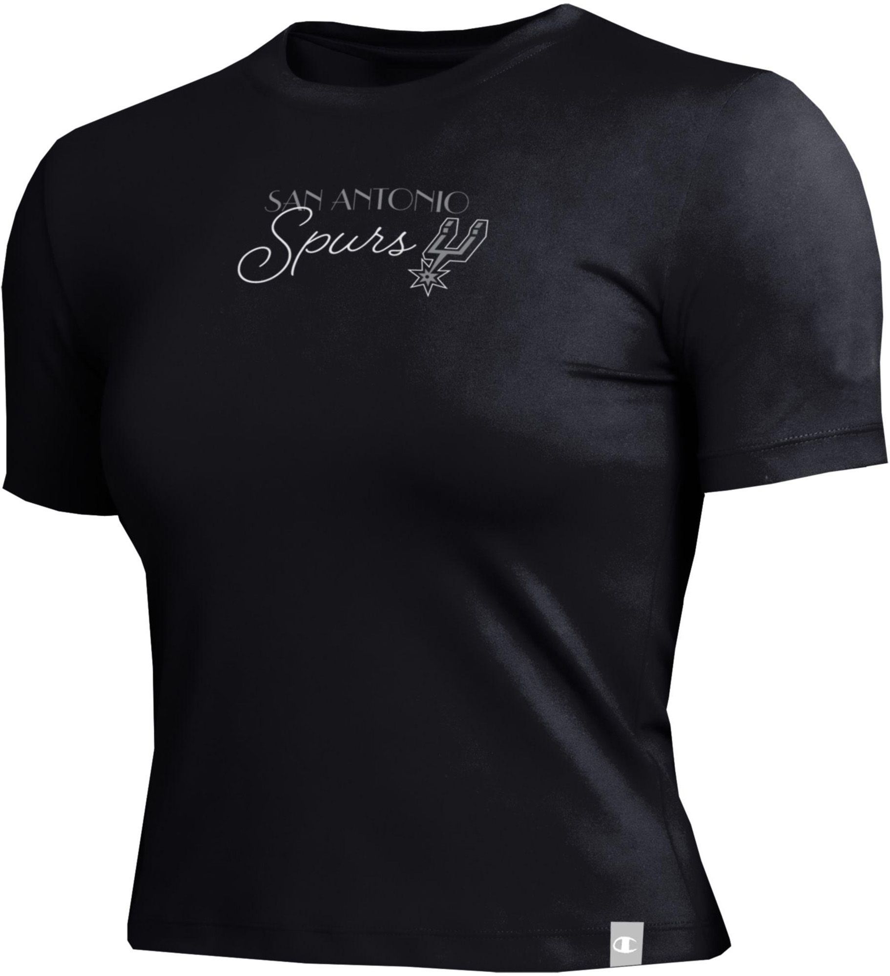 Champion Women's San Antonio Spurs Black Wordmark Script T-Shirt