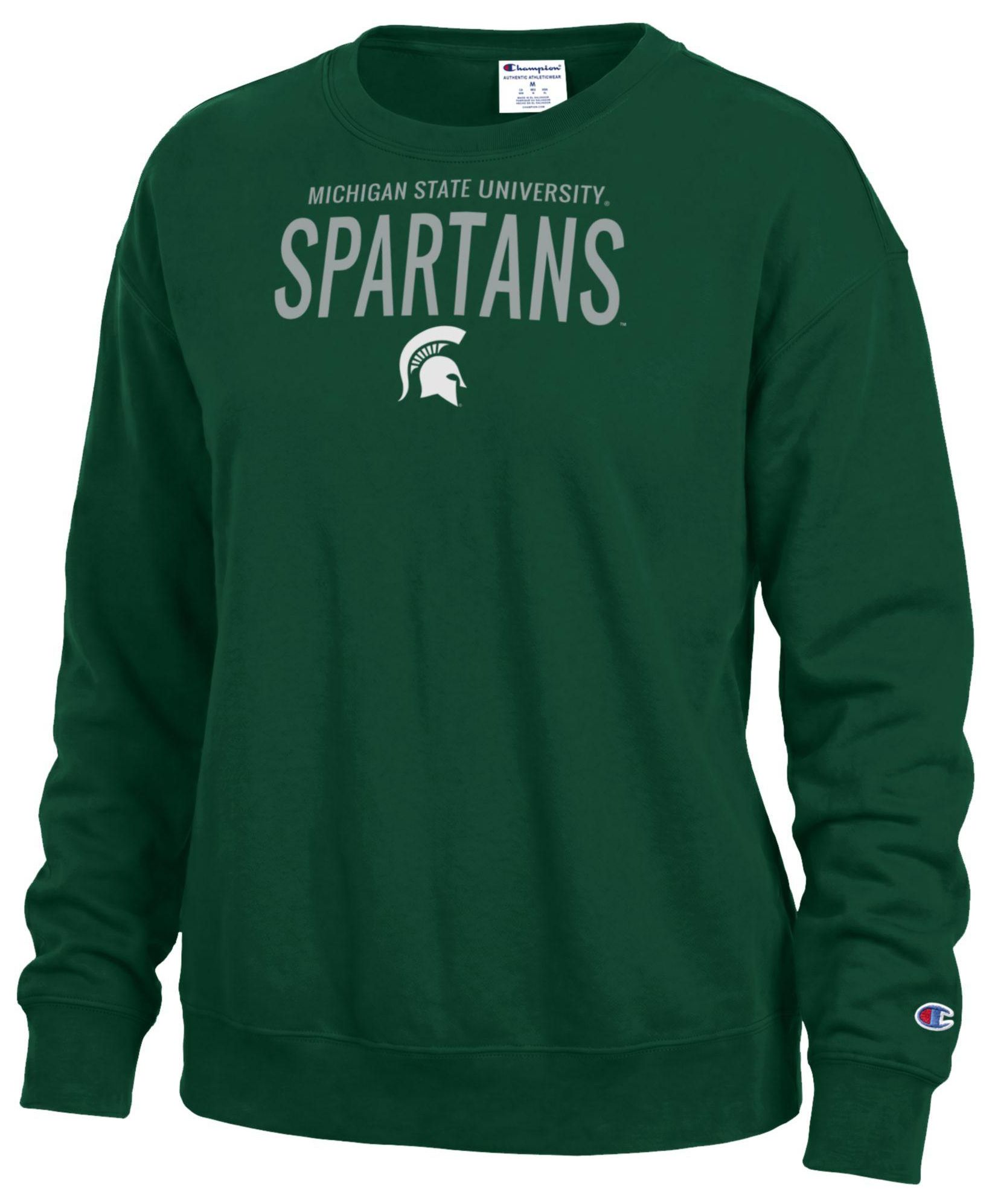 Champion Women's Michigan State Spartans Green Powerblend Fleece Crewneck Sweatshirt