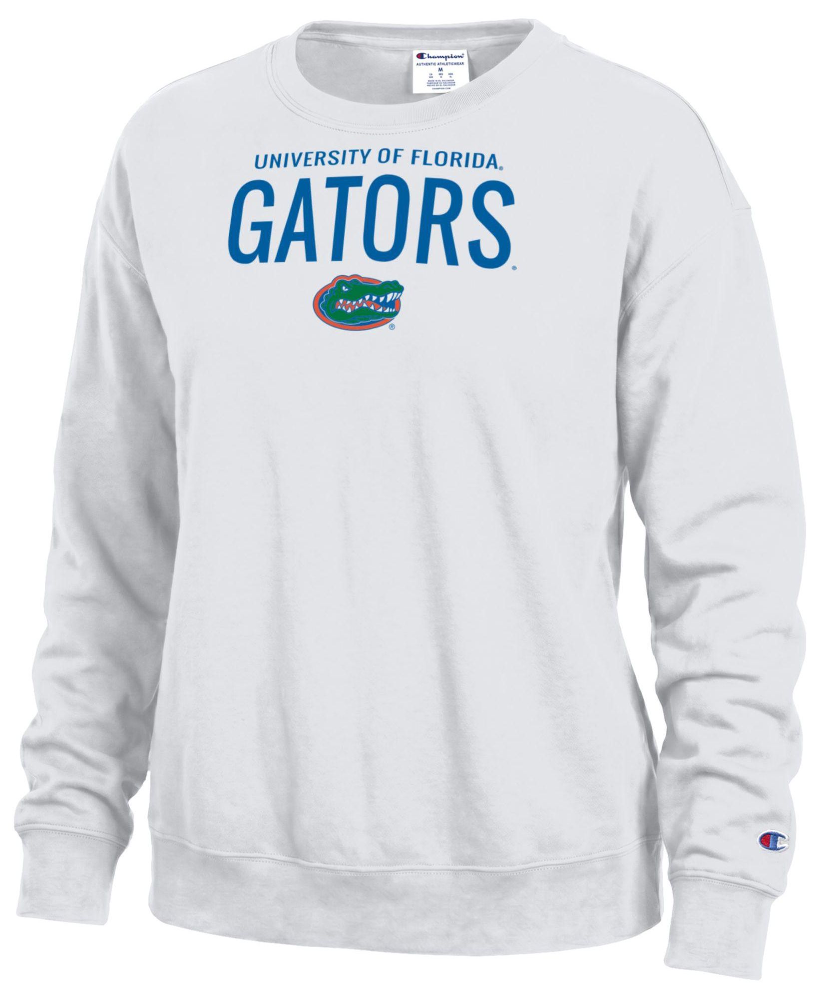 Champion Women's Florida Gators White Powerblend Fleece Crewneck Sweatshirt