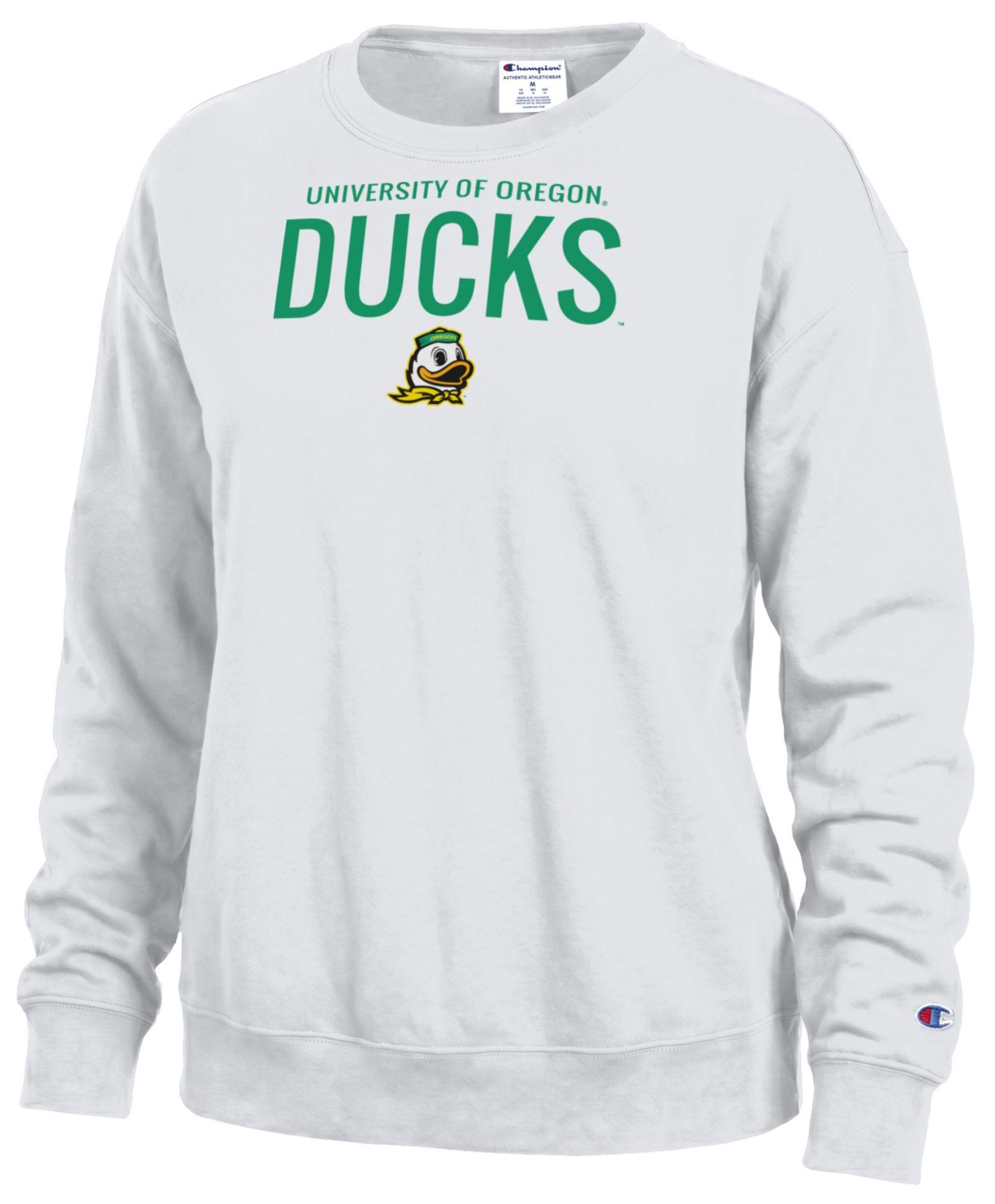 Champion Women's Oregon Ducks White Powerblend Fleece Crewneck Sweatshirt