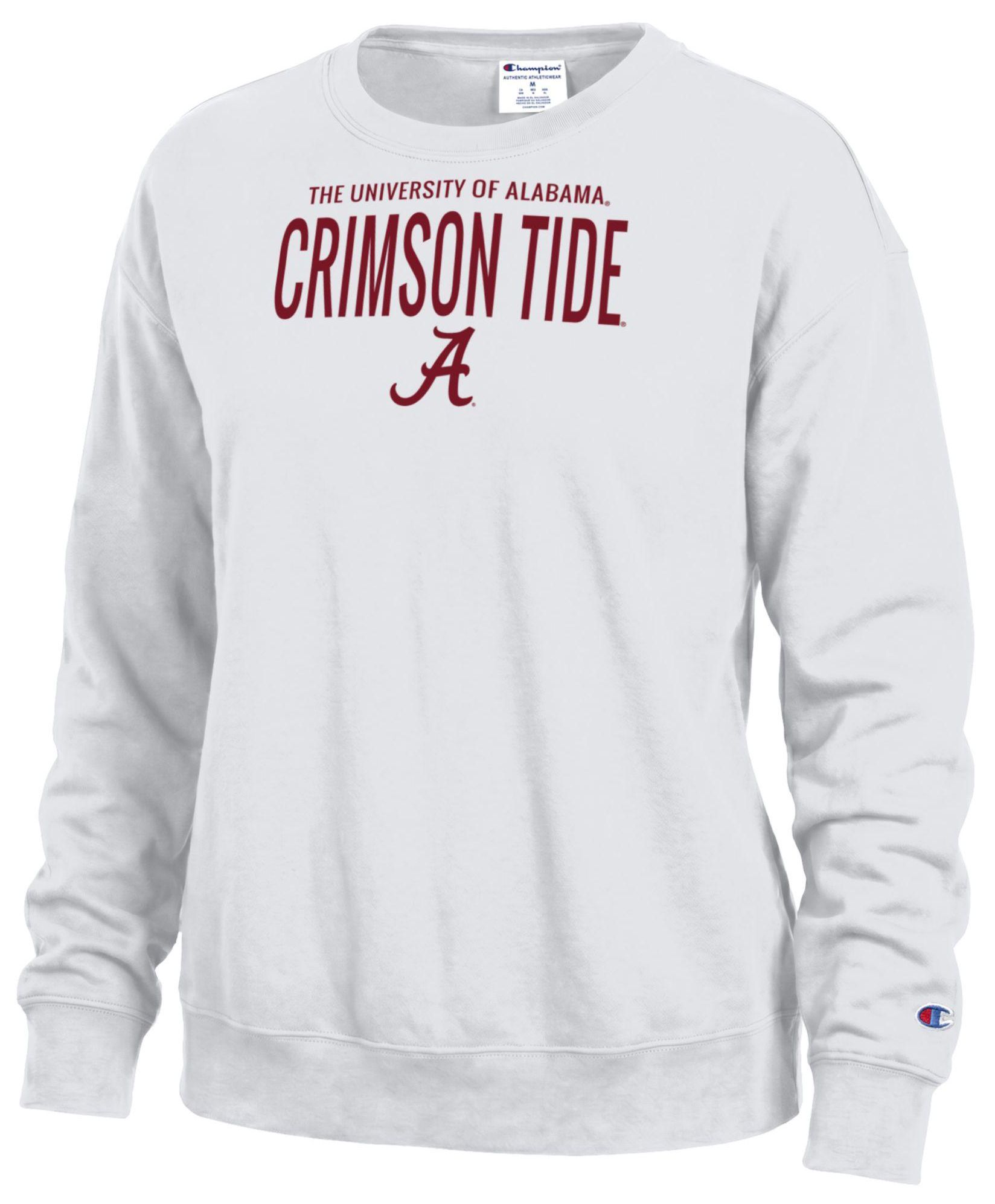 Champion Women's Alabama Crimson Tide White Powerblend Fleece Crewneck Sweatshirt