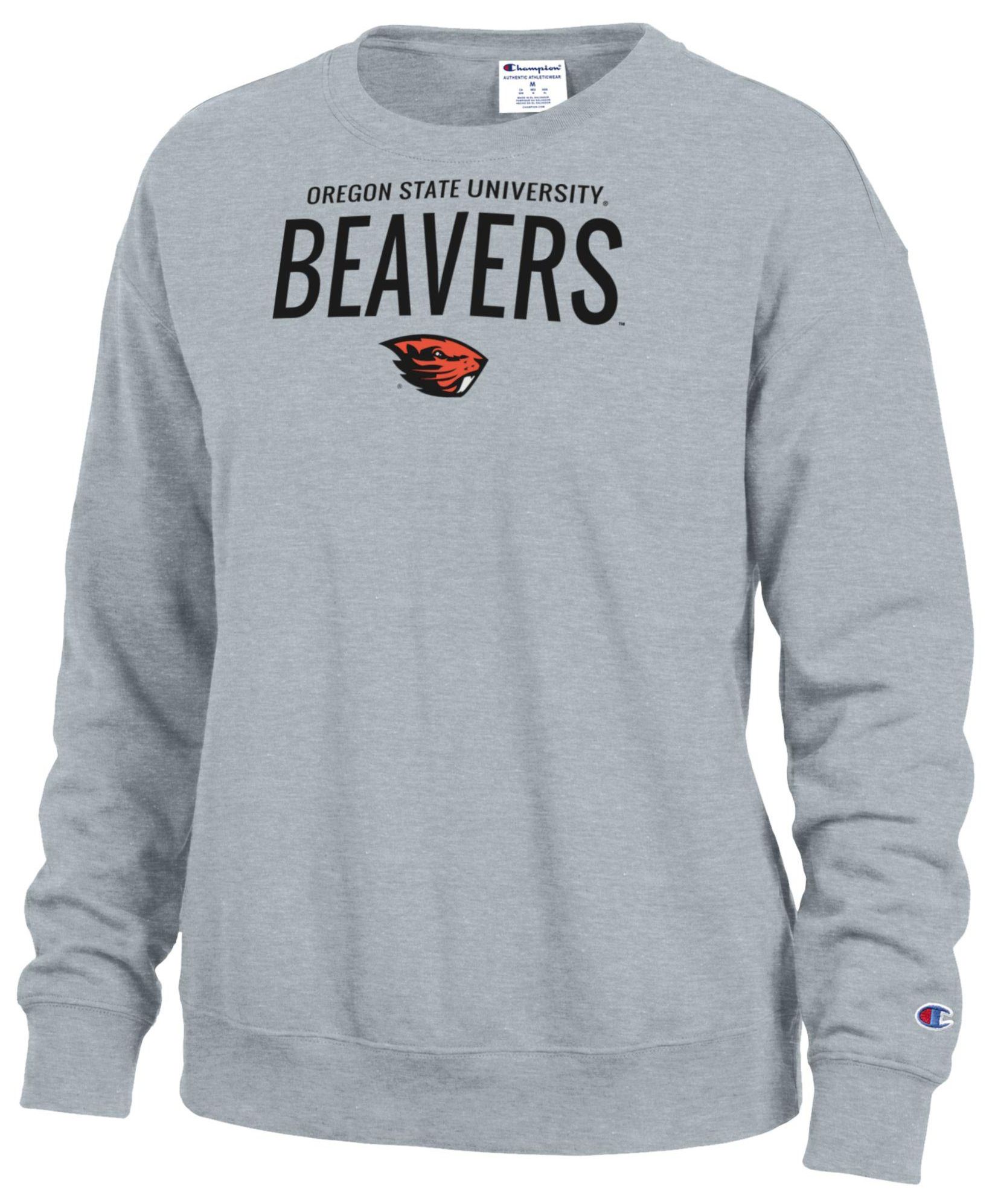 Champion Women's Oregon State Beavers Grey Powerblend Fleece Crewneck Sweatshirt